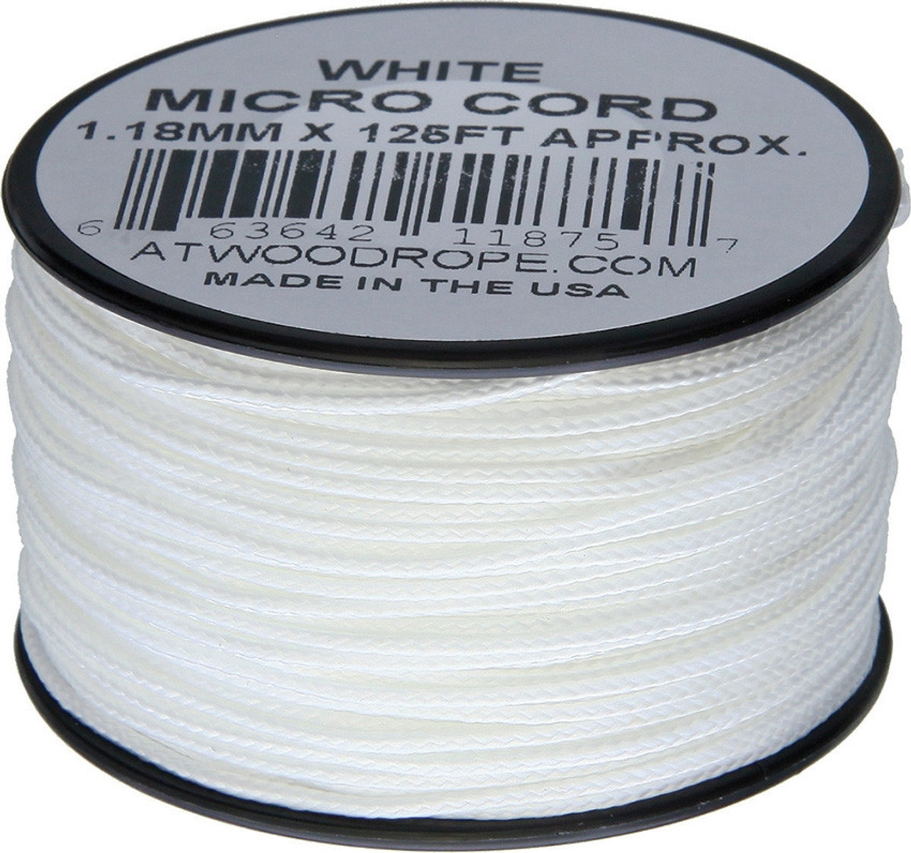Atwood Rope MFG .90mm Micro Cord 125ft - White (RG1274)