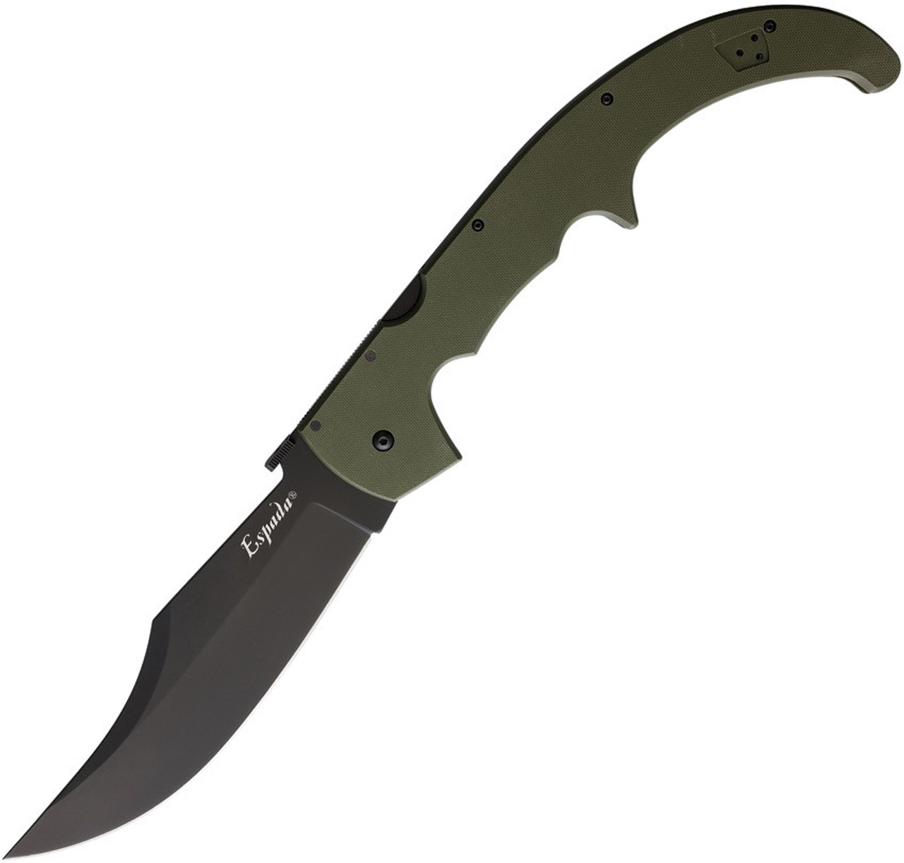 Cold Steel Espada XL Folding Knife (CS62MGCODBK) in OD AUS10A Clip Point Plain Blade, G-10 Handle