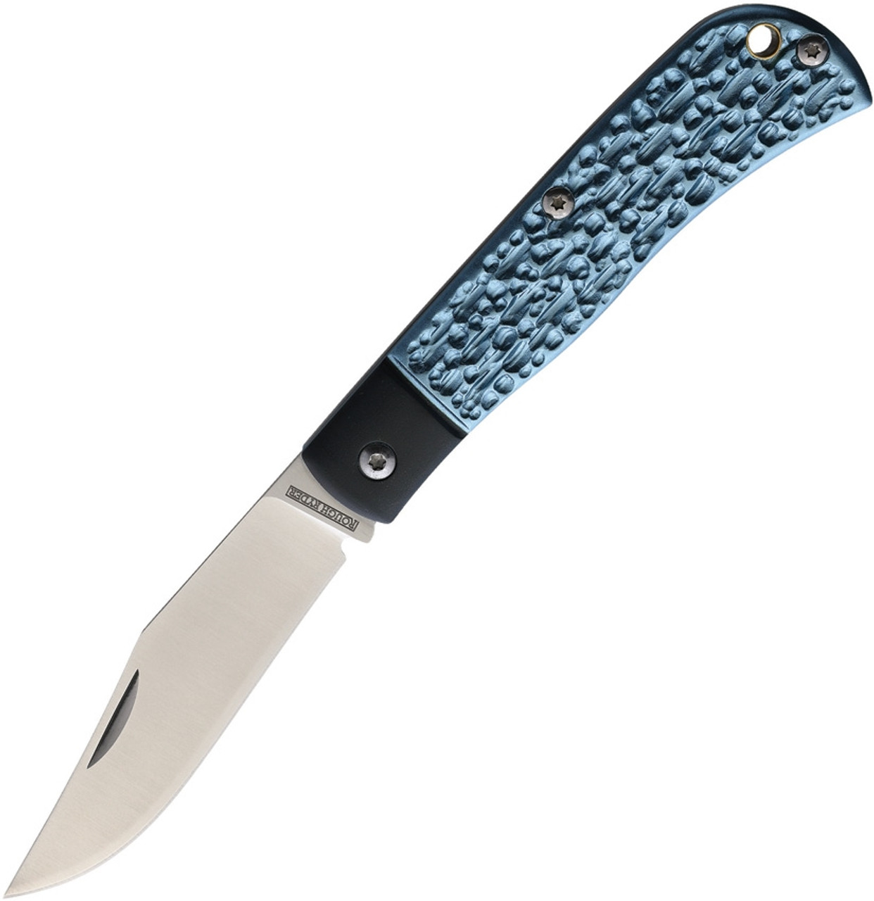 Rough Ryder VG-10 Folding Knife (RR2103) 3.25 in Satin VG-10 Clip Point Blade, Blue Aluminum Handle