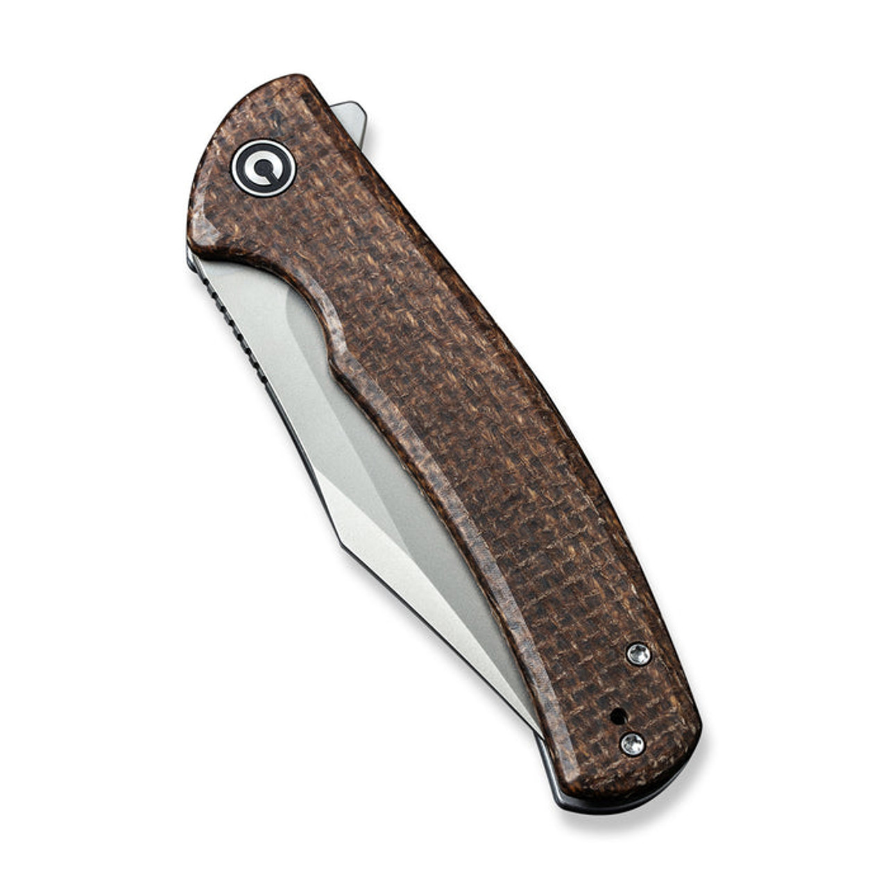 Civivi Sinisys Folding Knife (CIVC200392) 3.7 in Bead Blast 14C28N Clip Point Blade, Brown Micarta Handle