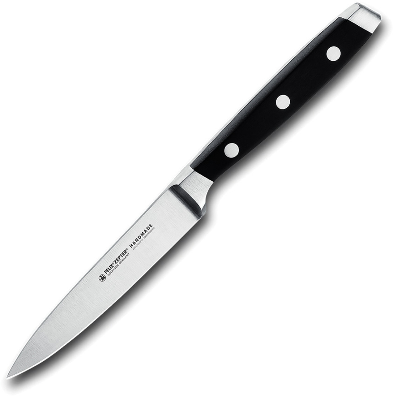 Felix First Class Paring Knife (FEL811010) 4 in Satin X50CrMoV15 Blade, Black Plastic Handle