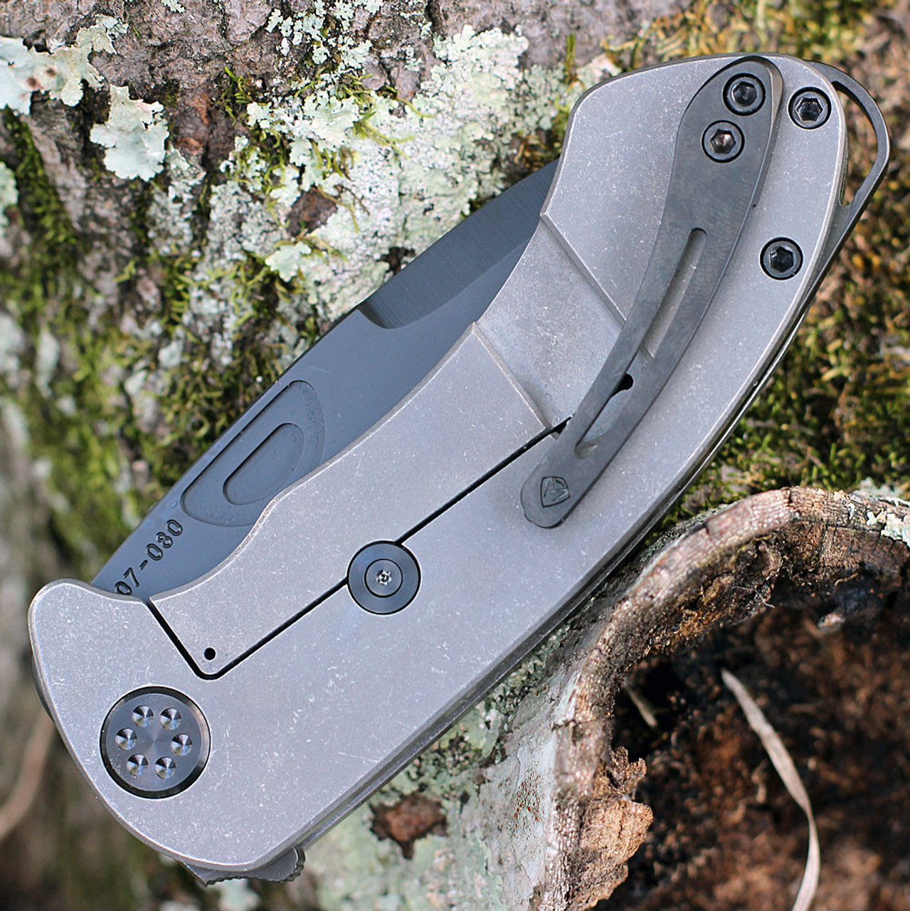 Medford Knife & Tool Theseus Frame Lock Knife (MD040SPQ01TM) - 3.6" CPM-S35VN Tumbled Drop Point Blade, Titanium Handle