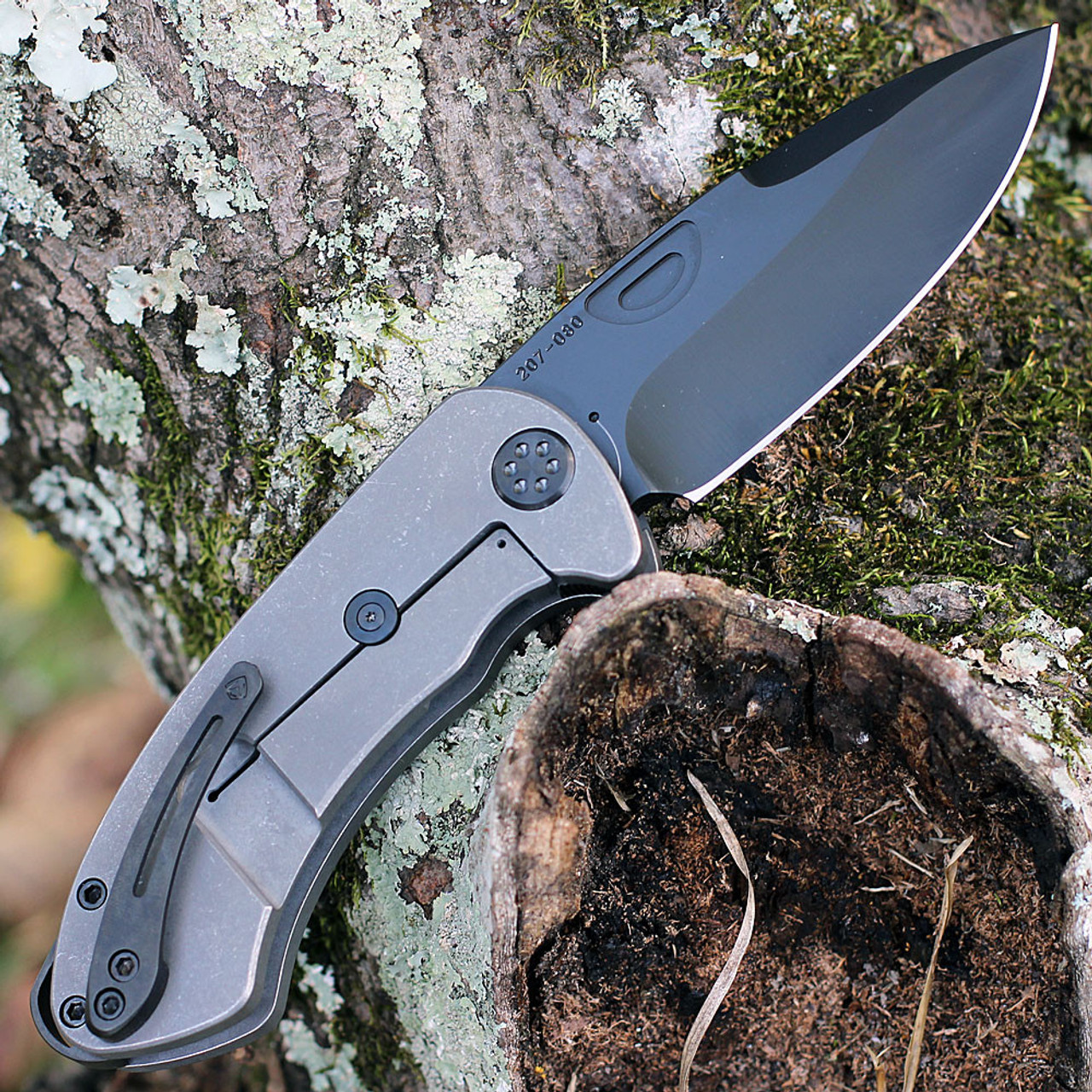 Medford Knife & Tool Theseus Frame Lock Knife (MD040SPQ01TM) - 3.6" CPM-S35VN Tumbled Drop Point Blade, Titanium Handle