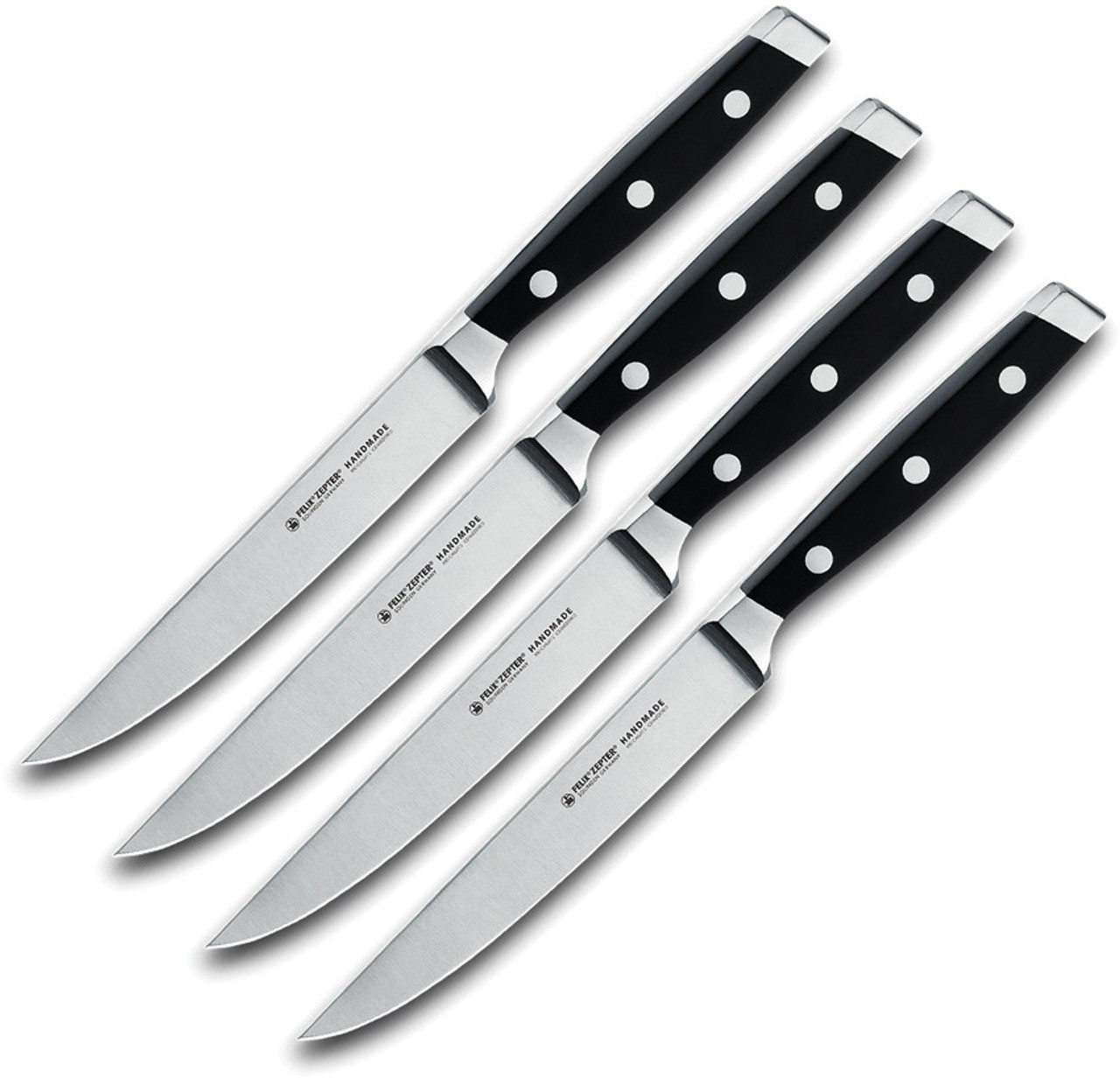 Felix First Class Steak Knife Set (FEL814604) 5 in X50CrMoV15 Blade, Black Plastic Handle