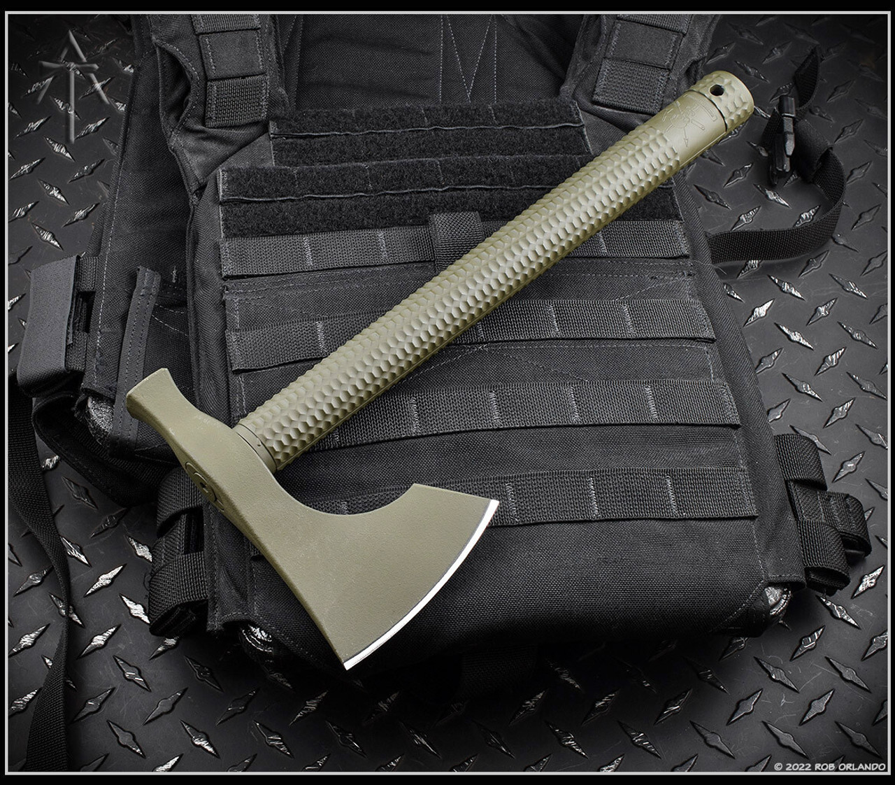 American Tomahawk Model 2 (ATC41567) Drop Forged 1060 Carbon Steel Olive Drab Powedercoated Head, Olive Drab Textured Handle
