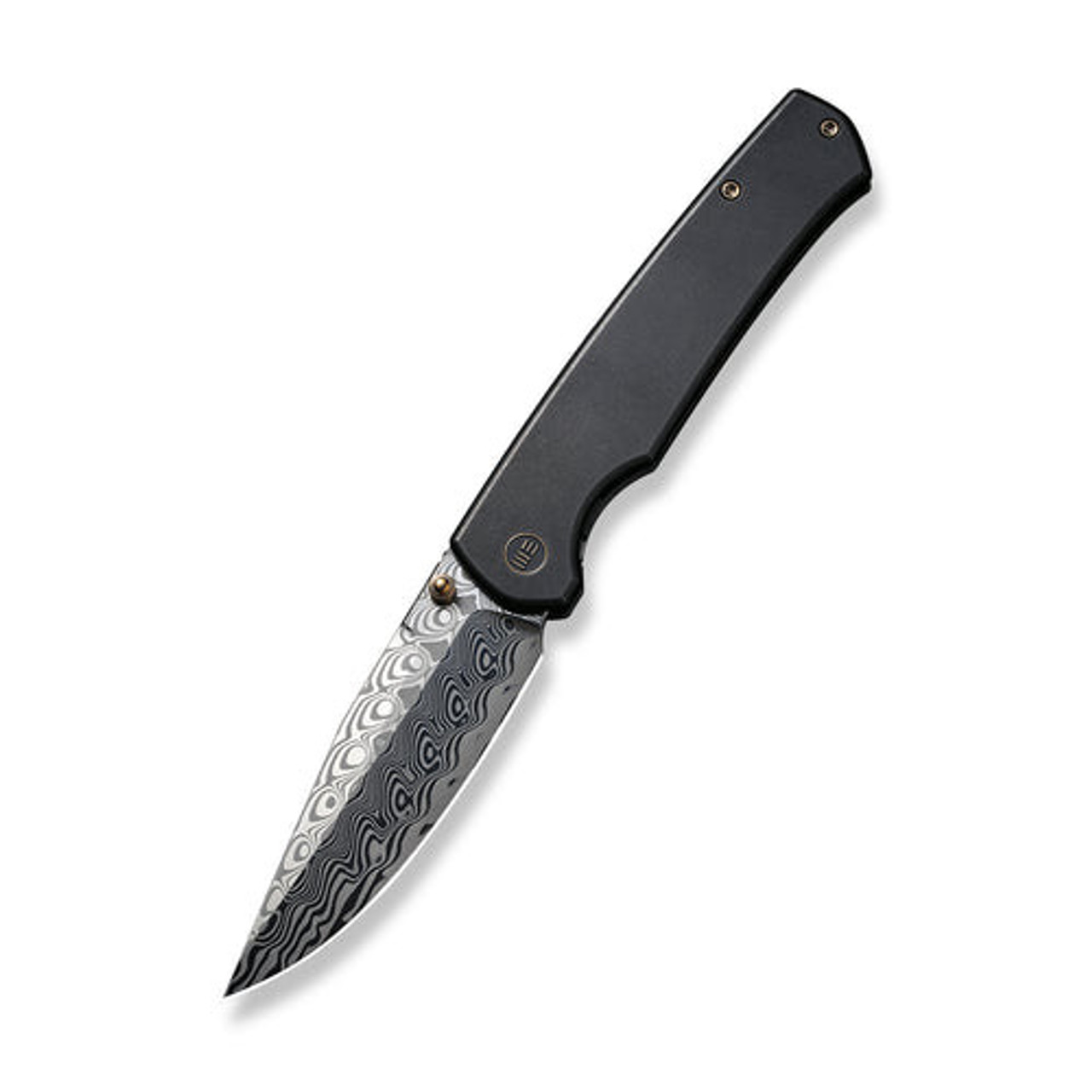 We Knife Evoke (WE21046-DS1) 3.48" Hakkapella Damasteel Clip Point Plain Blade, Black Titanium Handle