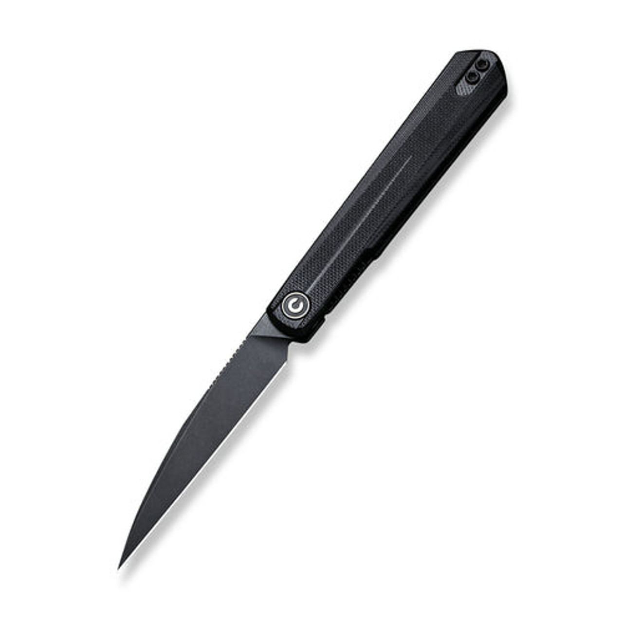 Civivi Clavi Front Flipper (C21019-1) 3.06" Black Stonewashed Nitro-V Wharncliffe Plain Blade, Black G10 Handle
