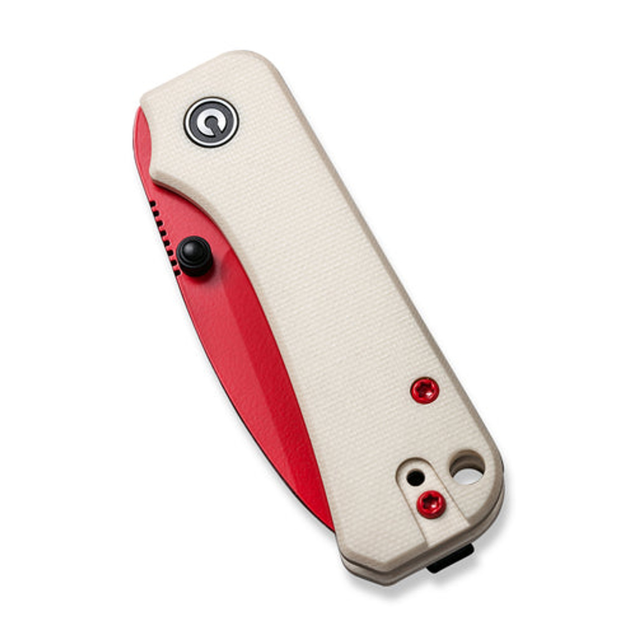 Civivi Baby Banter Thumb Stud Knife (C19068S-7) 2.34" Red Coated Nitro-V Drop Point Blade, Ivory G10 Handle