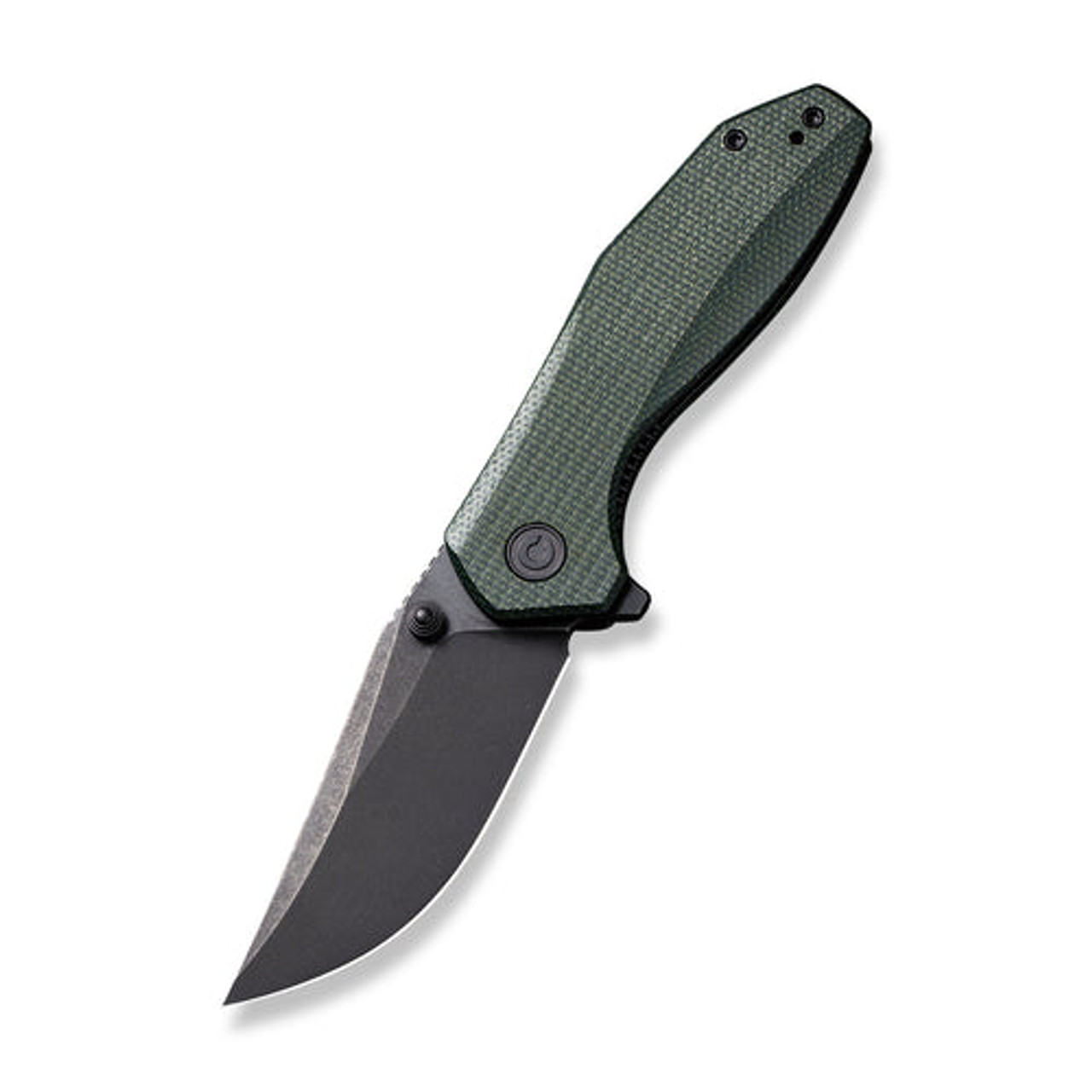 Civivi ODD 22 (C21032-2) 2.97" Black Stonewashed 14C28N Plain Clip Point Blade, Green Canvas Micarta Handle