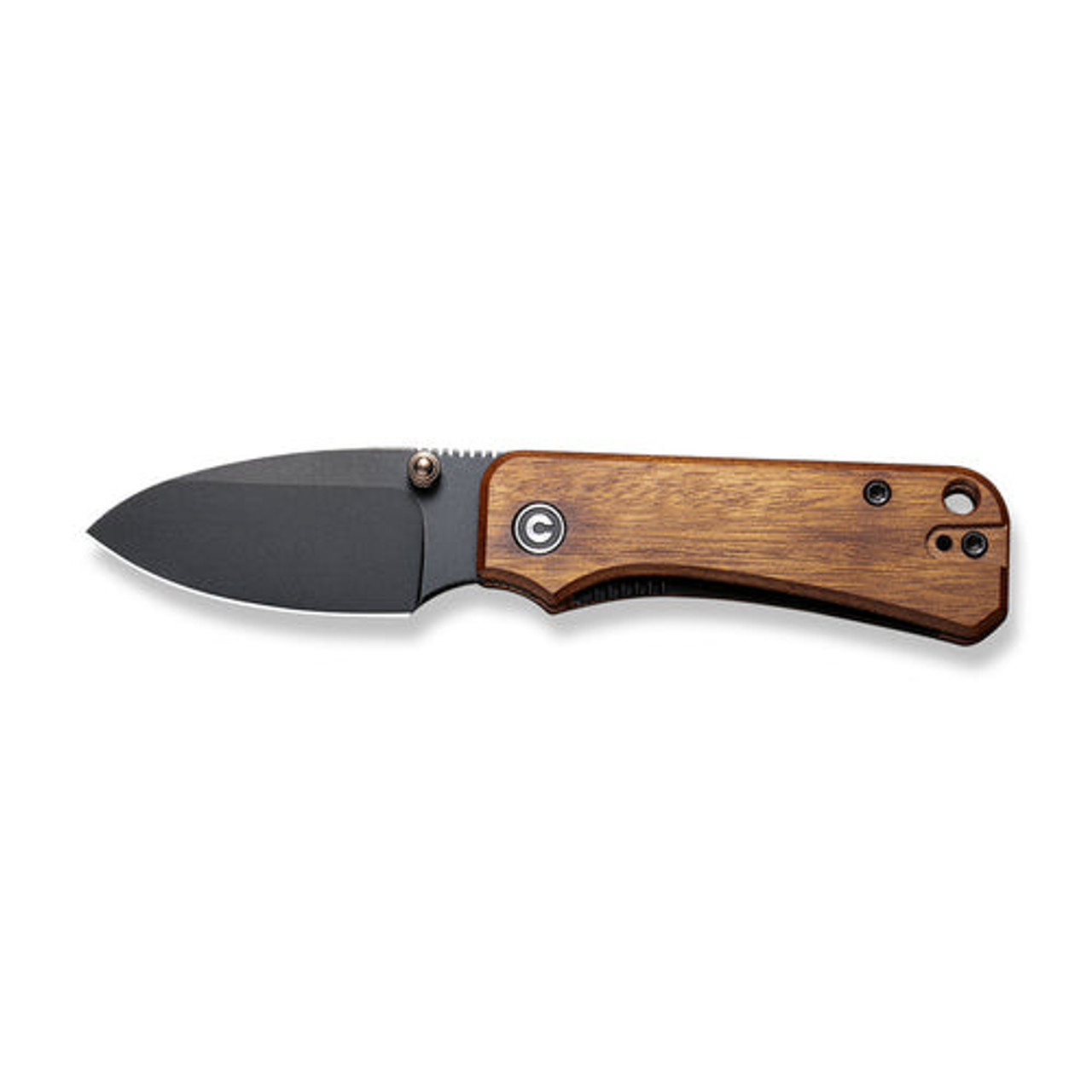 Civivi Baby Banter Thumb Stud Knife (C19068SB-2) 2.34" Black Stonewashed Nitro-V Plain Drop Point Blade, Cuibourita Wood Handle