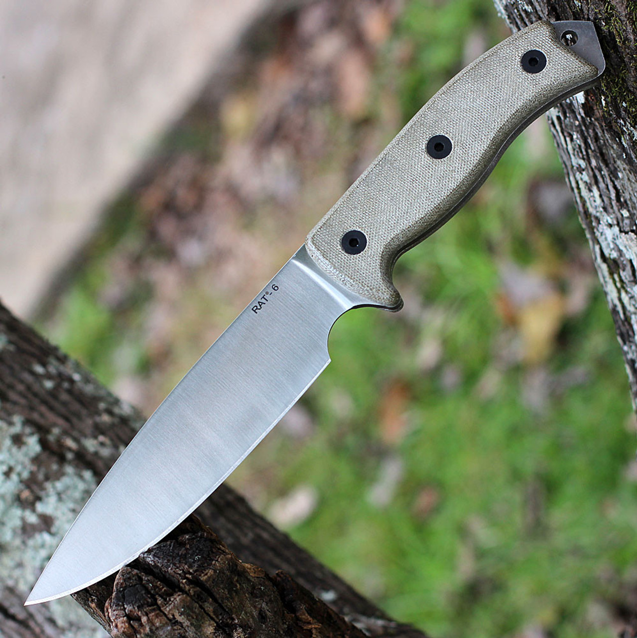 Ontario Rat-6 Fixed Blade Knife (ON8659) 5.50" CPM-S35VN Satin Plain Drop Point Blade, Tan Micarta Handle