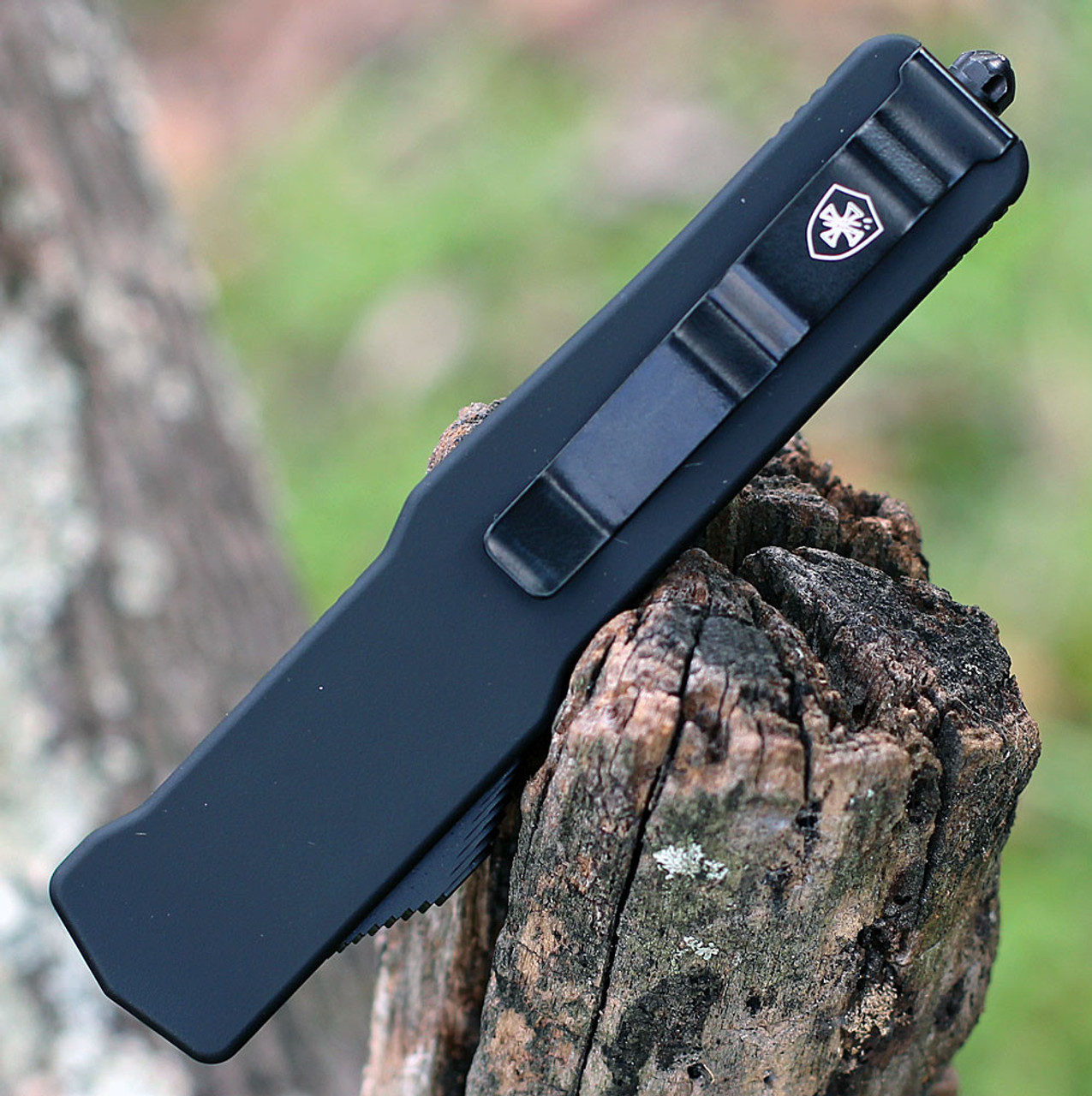 Templar Knife Premium Lightweight Series - Slim OTF Automatic Elmax Blade (MA-BR-25-1) - 3.16" Elmax Steel Black SW Tanto, Aluminum Black Rubber Handle