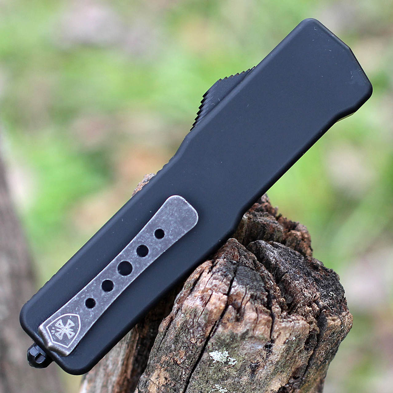 Templar Knife Premium Lightweight Series - Small OTF Automatic Elmax Blade (SA-BR-15-1) - 3.0" Elmax Steel Black SW Dagger, Aluminum Black Rubber Handle