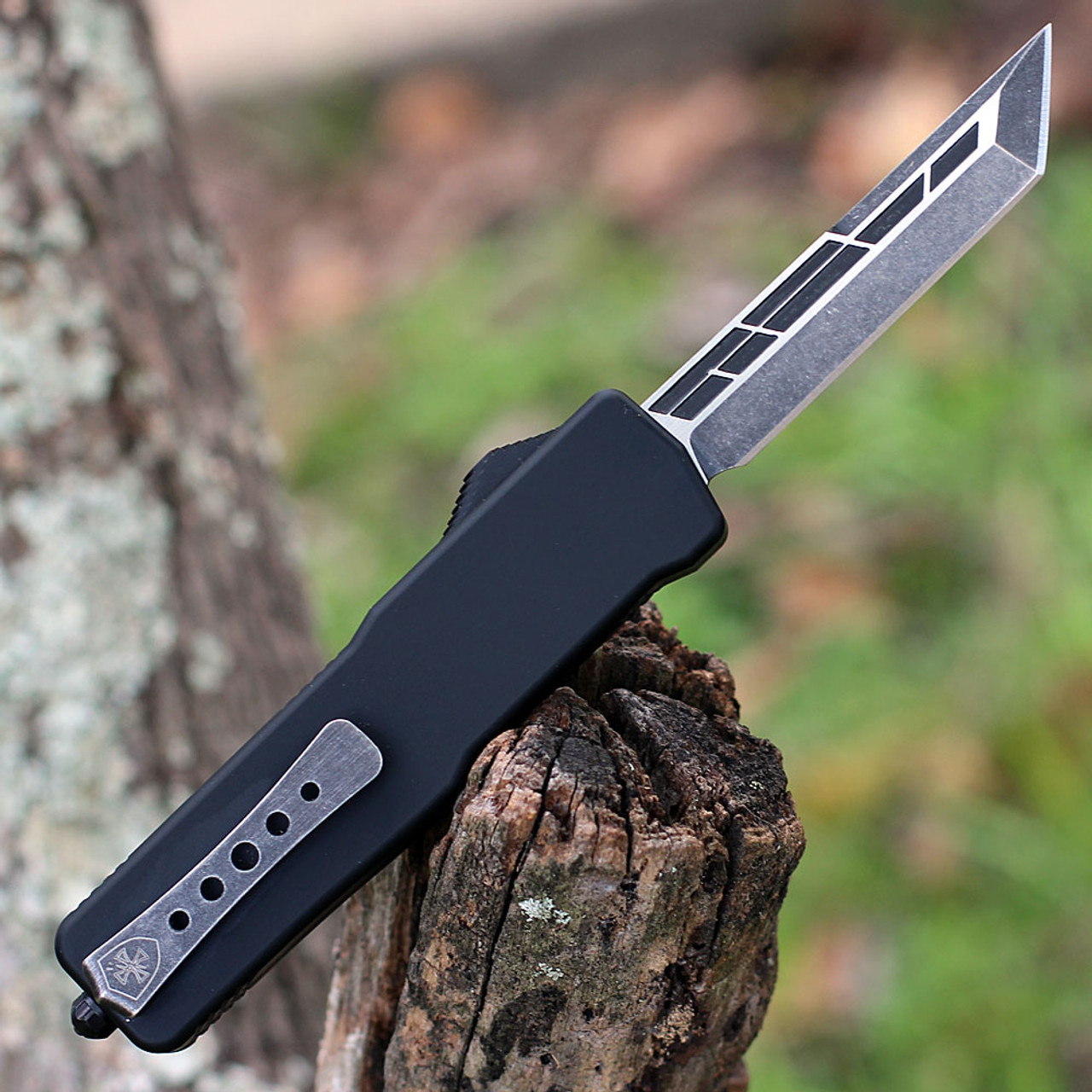 Templar Knife Premium Lightweight Series - Small OTF Automatic Elmax Blade (SA-BR-25-1) - 3.0" Elmax Steel Black SW Tanto, Aluminum Black Rubber Handle