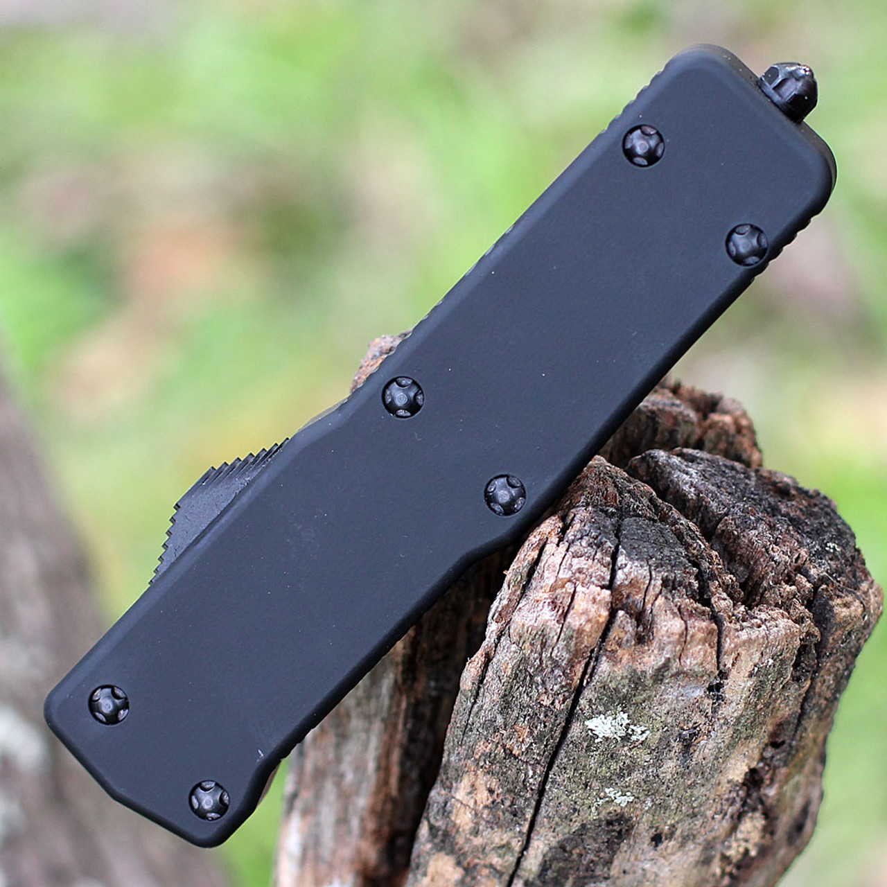 Templar Knife Premium Lightweight Series - Small OTF Automatic Elmax Blade (SA-BR-35-1) - 3.0" Elmax Steel Black SW Drop Point, Aluminum Black Rubber Handle
