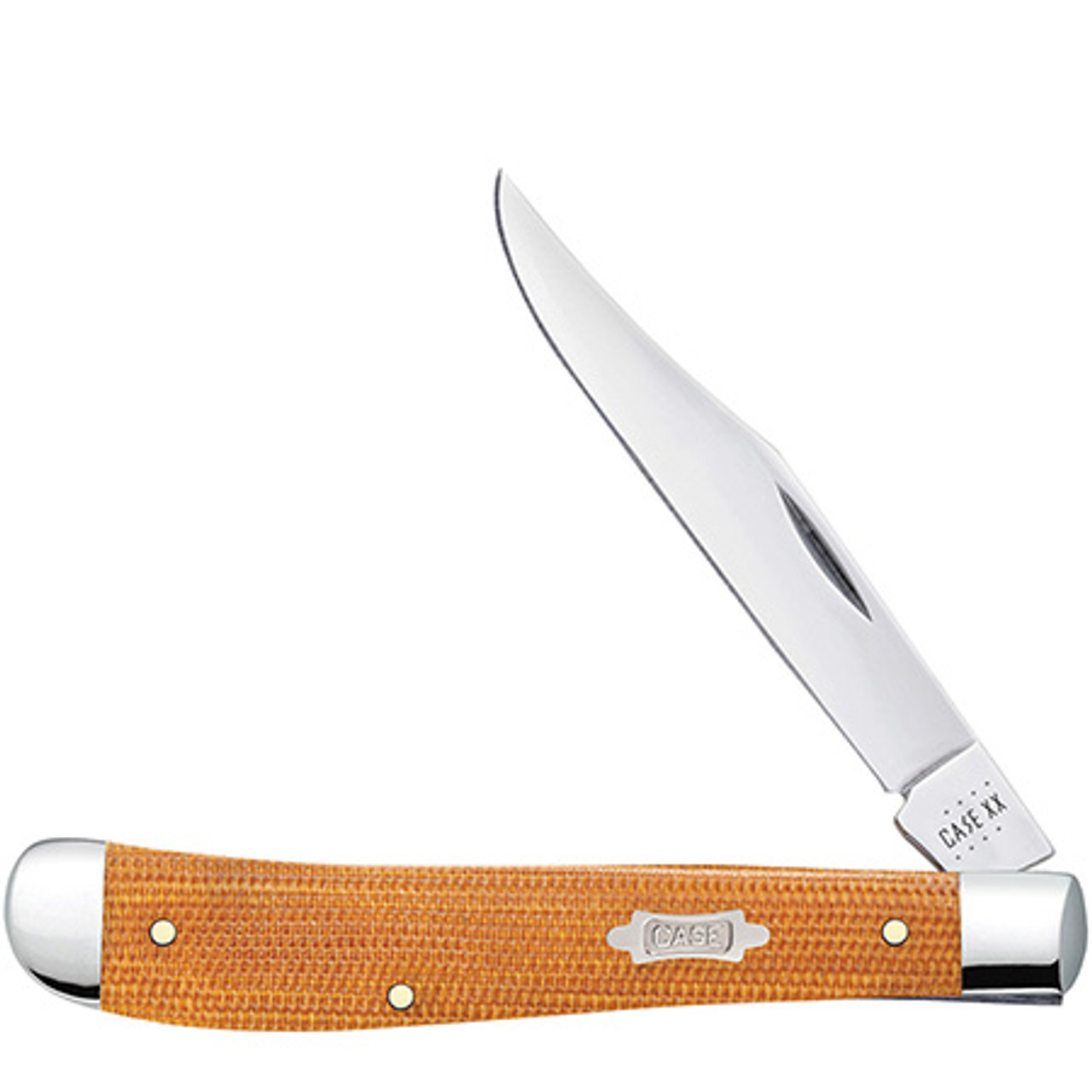 Case Slimline Trapper 23691- Tru-Sharp Stainless Steel Clip Blade, Natural Canvas Micarta Handle (101953L SS)