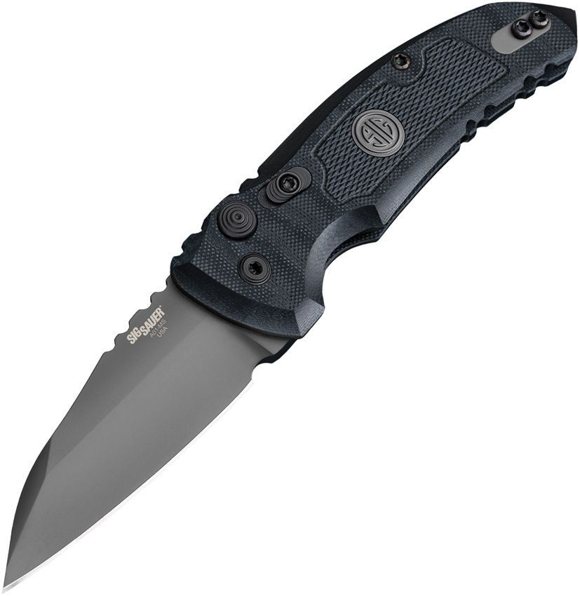 Hogue A01 Microswitch Automatic (HO16102) 2.75" Wharncliffe 154CM Grey Cerakote Finish Blade, Black G-10 Frame