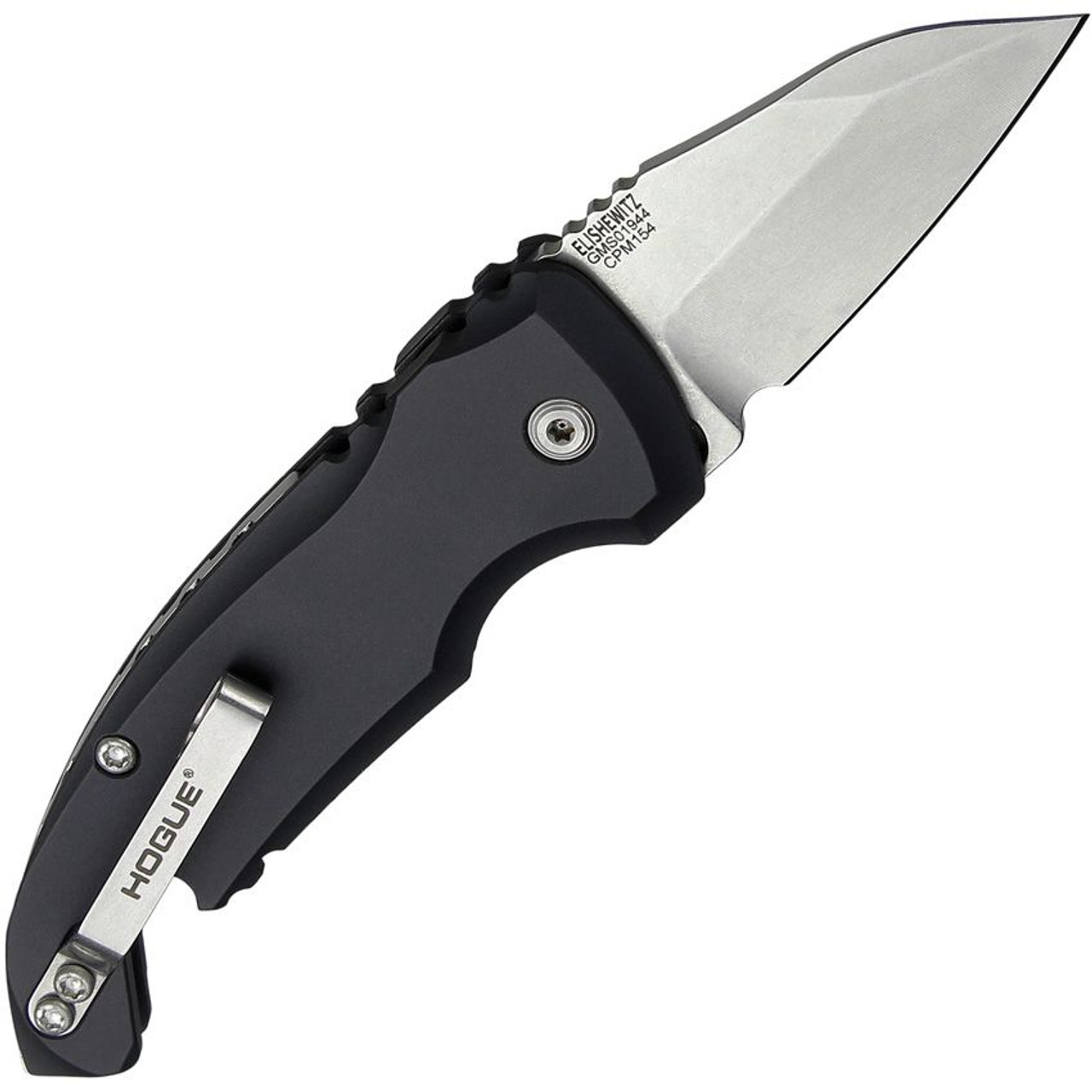 Hogue A01 Microswitch Automatic (HO24140) 1.95" Wharncliffe 154CM Tumble Finished Blade, Black Aluminum Frame