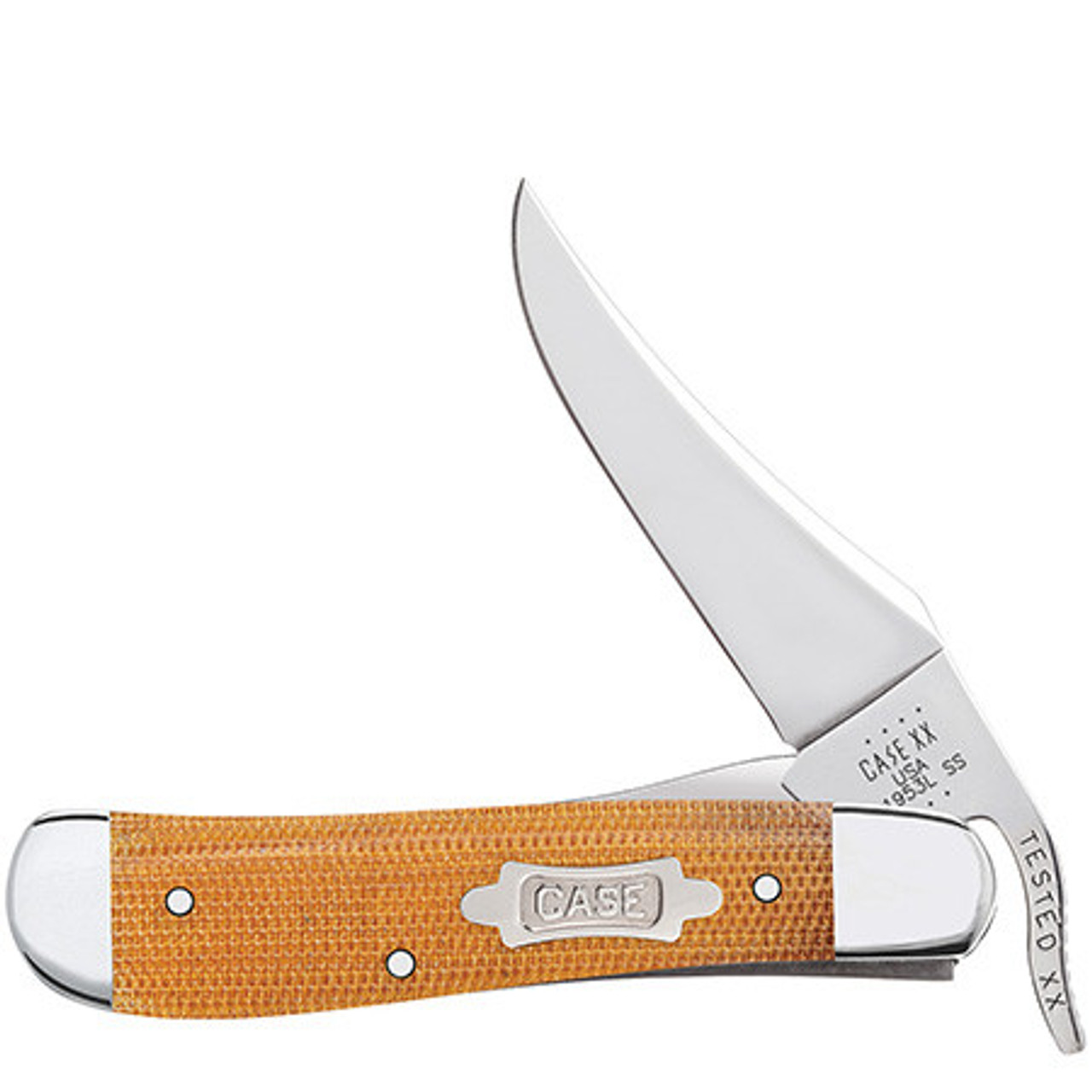 Case Russlock 23692 - Tru-Sharp Stainless Steel Clip, Clip Blade, Natural Canvas Micarta Handle (101953L SS)