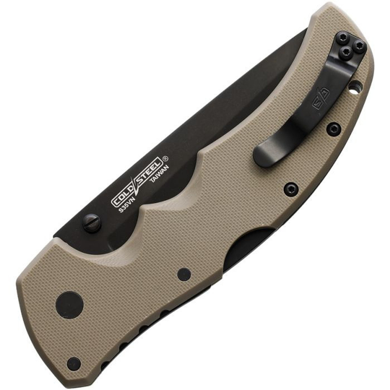 Cold Steel Recon 1 Tanto Lockback Knife (CS-27BT-DEBK) 4.00" Black CPM-S35VN Tanto Plain Blade, Dark Earth G-10 Handle