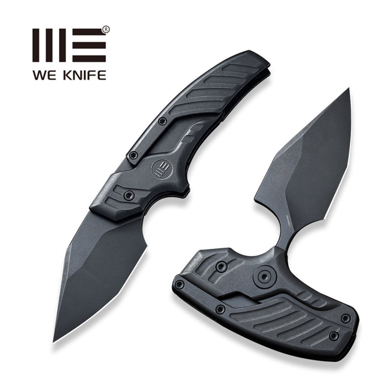 We Knife Typhoeus Adjustable Fixed Blade Knife (WE21036B-1) 2.27" CPM-20CV Black Stonewashed Clip Point Plain Blade, Black Titanium Handle