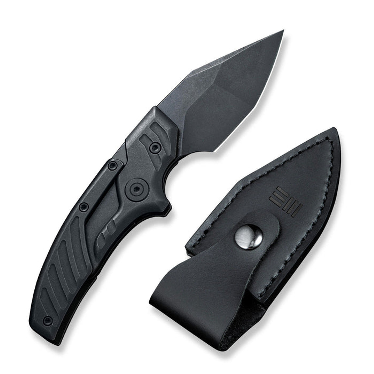 We Knife Typhoeus Adjustable Fixed Blade Knife (WE21036B-1) 2.27" CPM-20CV Black Stonewashed Clip Point Plain Blade, Black Titanium Handle
