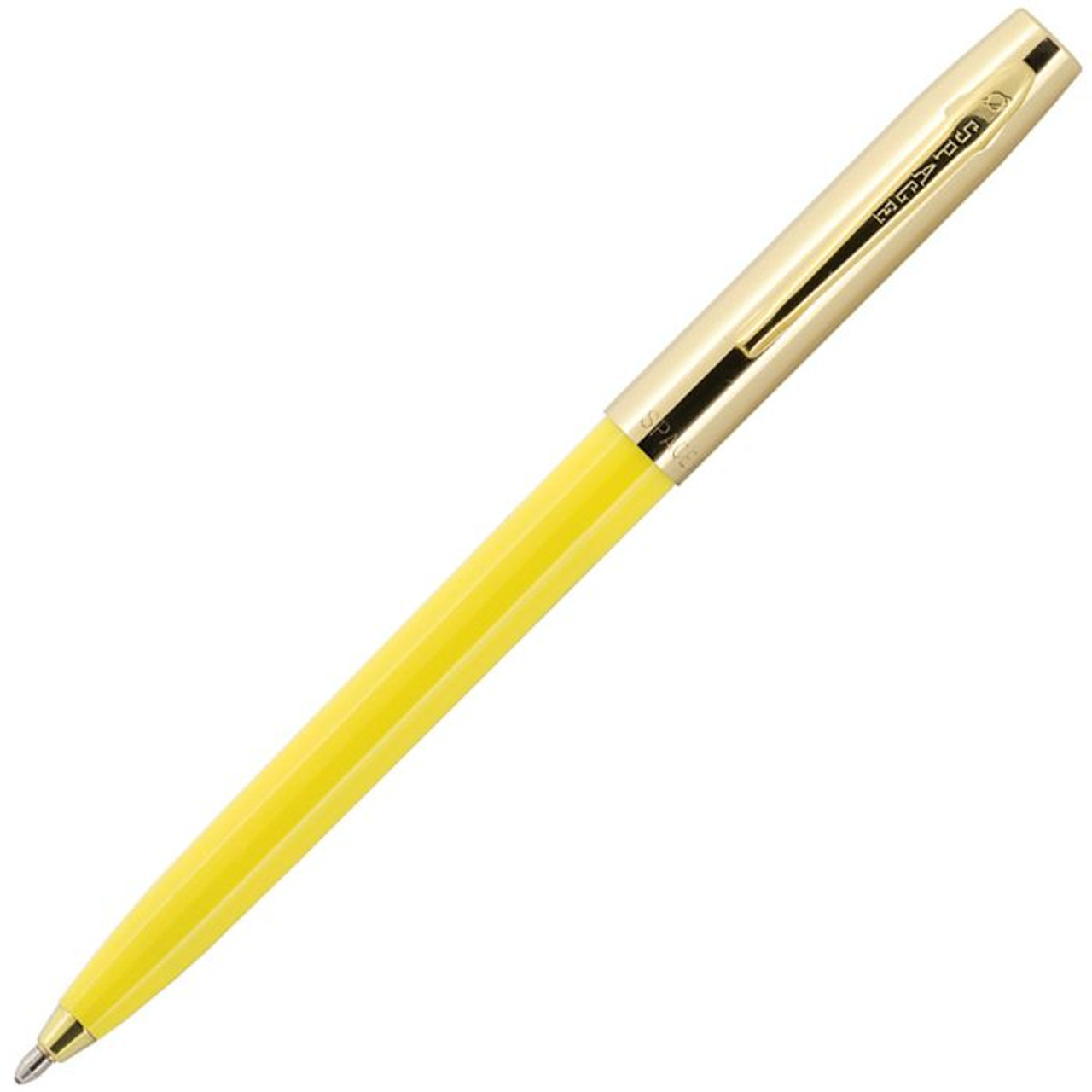 Fisher Space Pens Apollo Plastic Barrel Cap-O-Matic Space Pen (FP001167) PR4 Black Ink, Yellow Barrel, Brass Cap