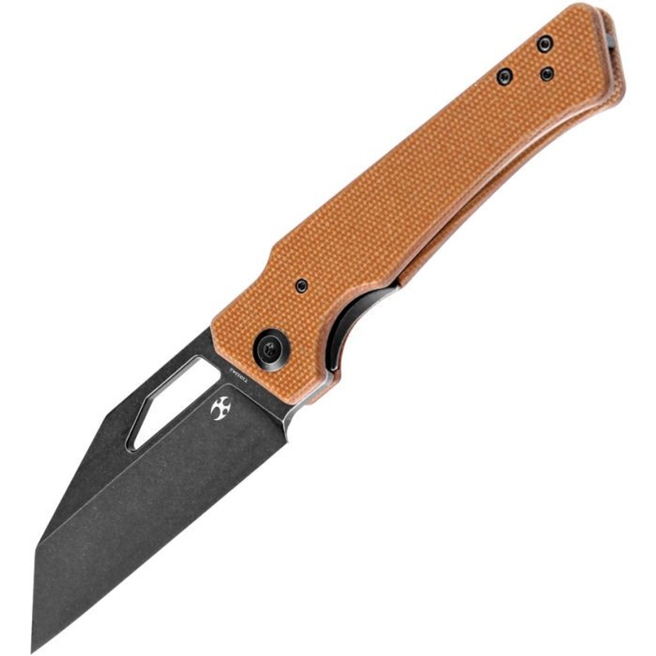 Kansept Egress (K1033A2) 3.47" CPM-S35VN Blackwashed Reverse Tanto Plain Blade, Brown Micarta Handle