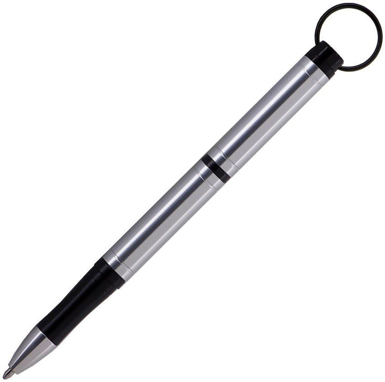 Fisher Space Pens Backpacker Keyring (FP950328) PR4 Black Ink, Anodized Silver Barrell, Anodized Black Cap