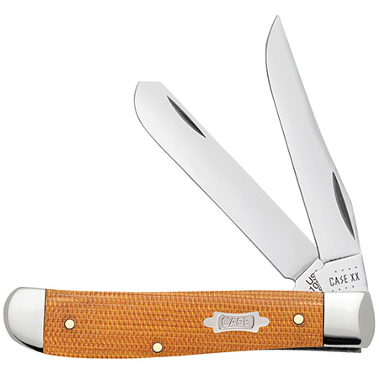 Case Mini Trapper 23695- Tru-Sharp Stainless Steel Clip, Clip and Spey Blade, Natural Canvas Micarta Handle (10207 SS)
