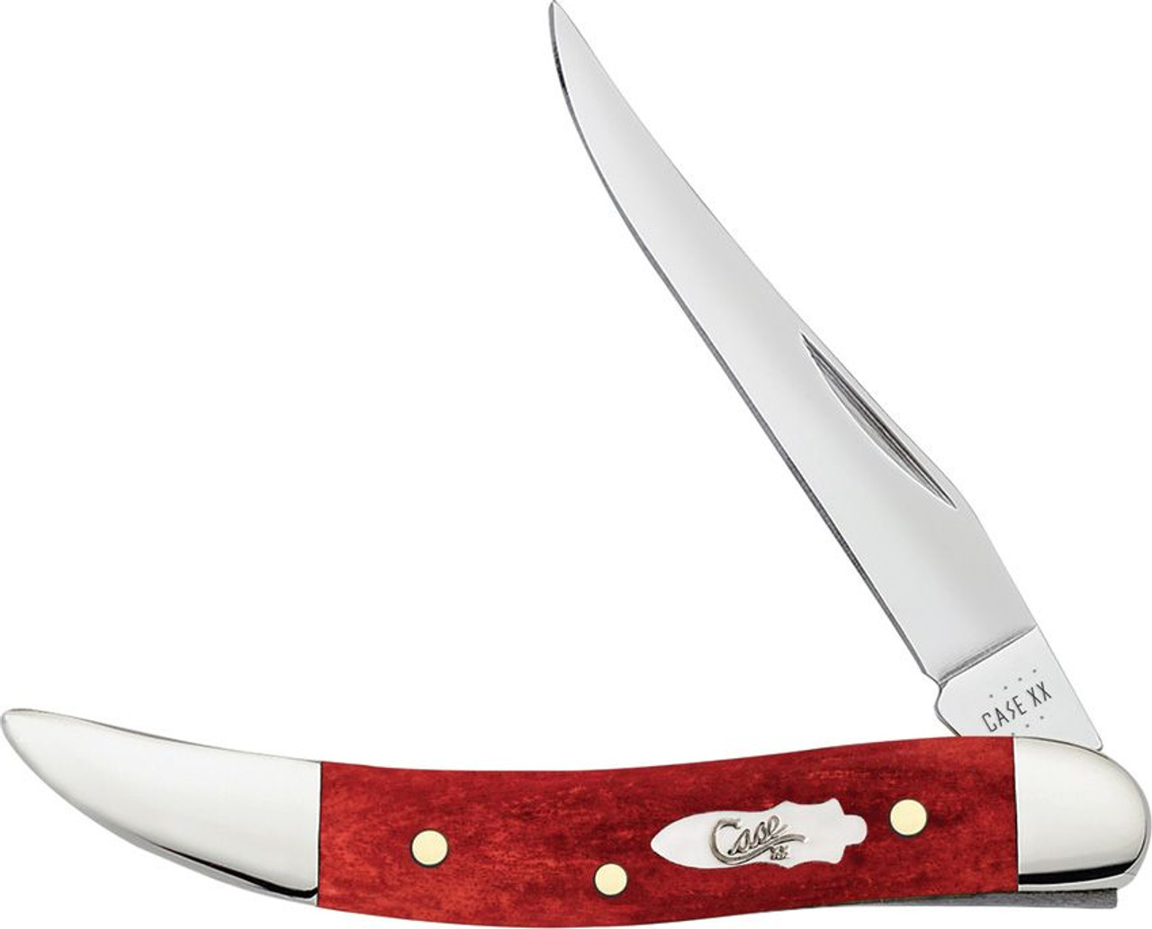 Case Small Texas Toothpick 11323 - Tru-Sharp Stainless Steel Long Clip Blade, Smooth Old Red Bone Handle (610069 SS)