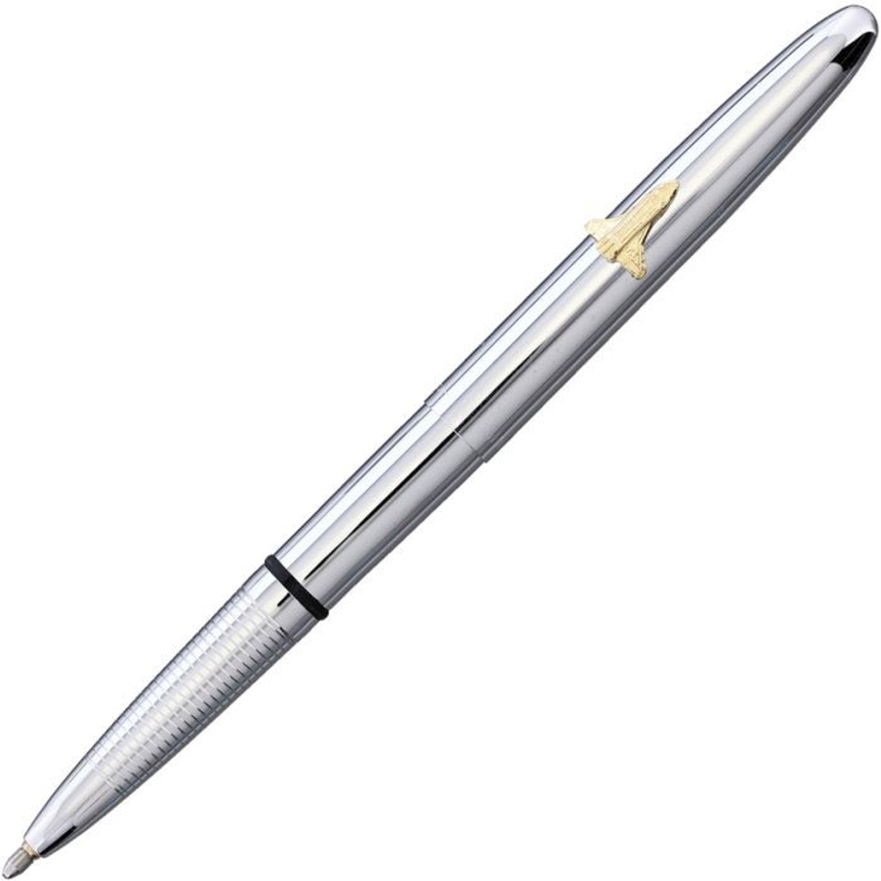 Fisher Space Pens Bullet (FP841244) 3.75" Chrome Barrell, Chrome Cap, PR4 Black Ink, Medium Point, With Space Shuttle