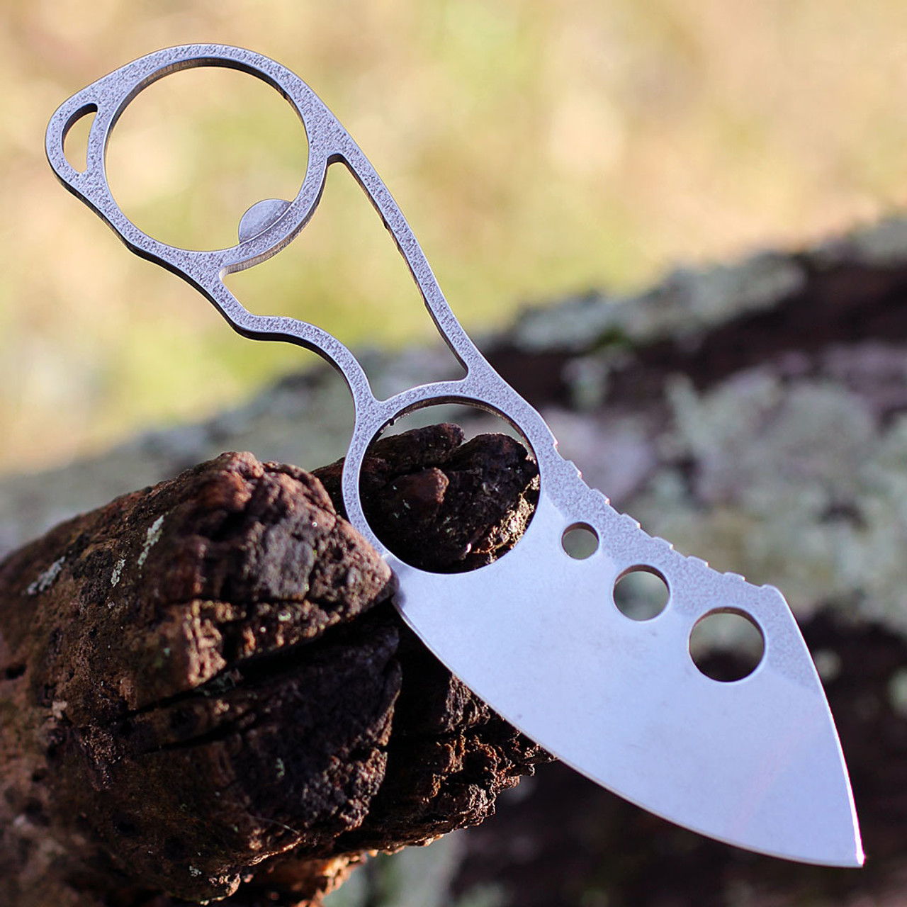 White River Knucklehead II Neck Knife - 2.87in CPM-S35VN Stonewash Sheepfoot Plain Blade, Skeleton Handle - Kydex Sheath