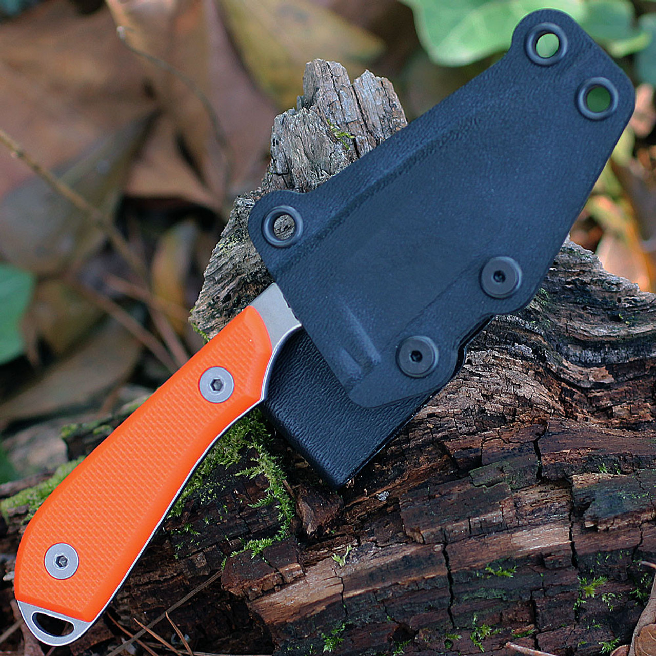 White River M1 Pro Fixed Blade (WRM1-TOR) - 3.0in CPM-S35VN Stonewash Drop Point Plain Blade, Orange Texture G-10 Handle - Kydex Sheath