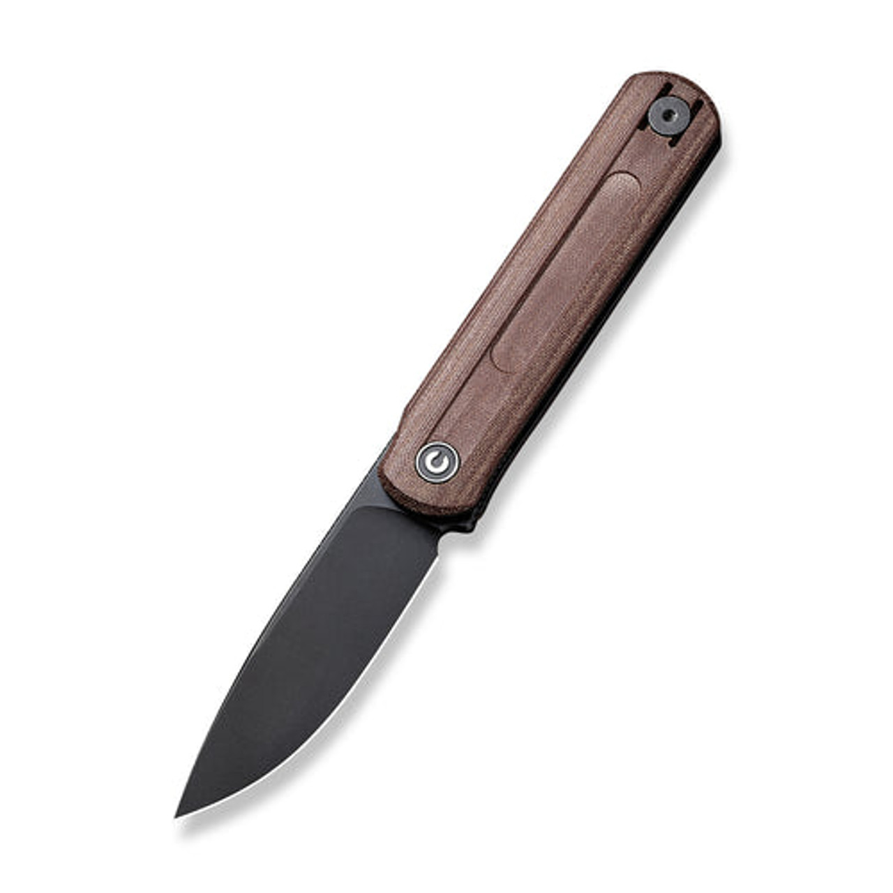 CIVIVI Foldis Front Flipper Knife (C21044-2) 2.67" Black Stonewashed Nitro-V Drop Point Plain Blade, Brown Linen Micarta Handle