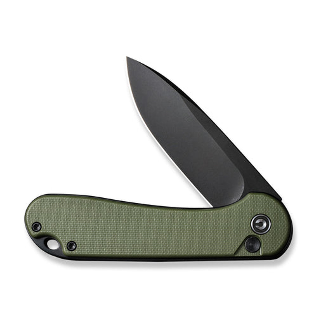 Civivi Button Lock Elementum II Knife (C18062P-3) 2.96" Black Stonewashed Nitro-V Drop Point Plain Blade, OD Green G-10 Handle