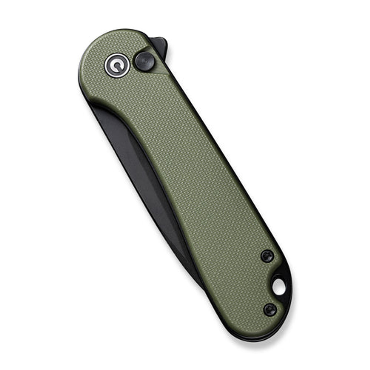 Civivi Button Lock Elementum II Knife (C18062P-3) 2.96" Black Stonewashed Nitro-V Drop Point Plain Blade, OD Green G-10 Handle