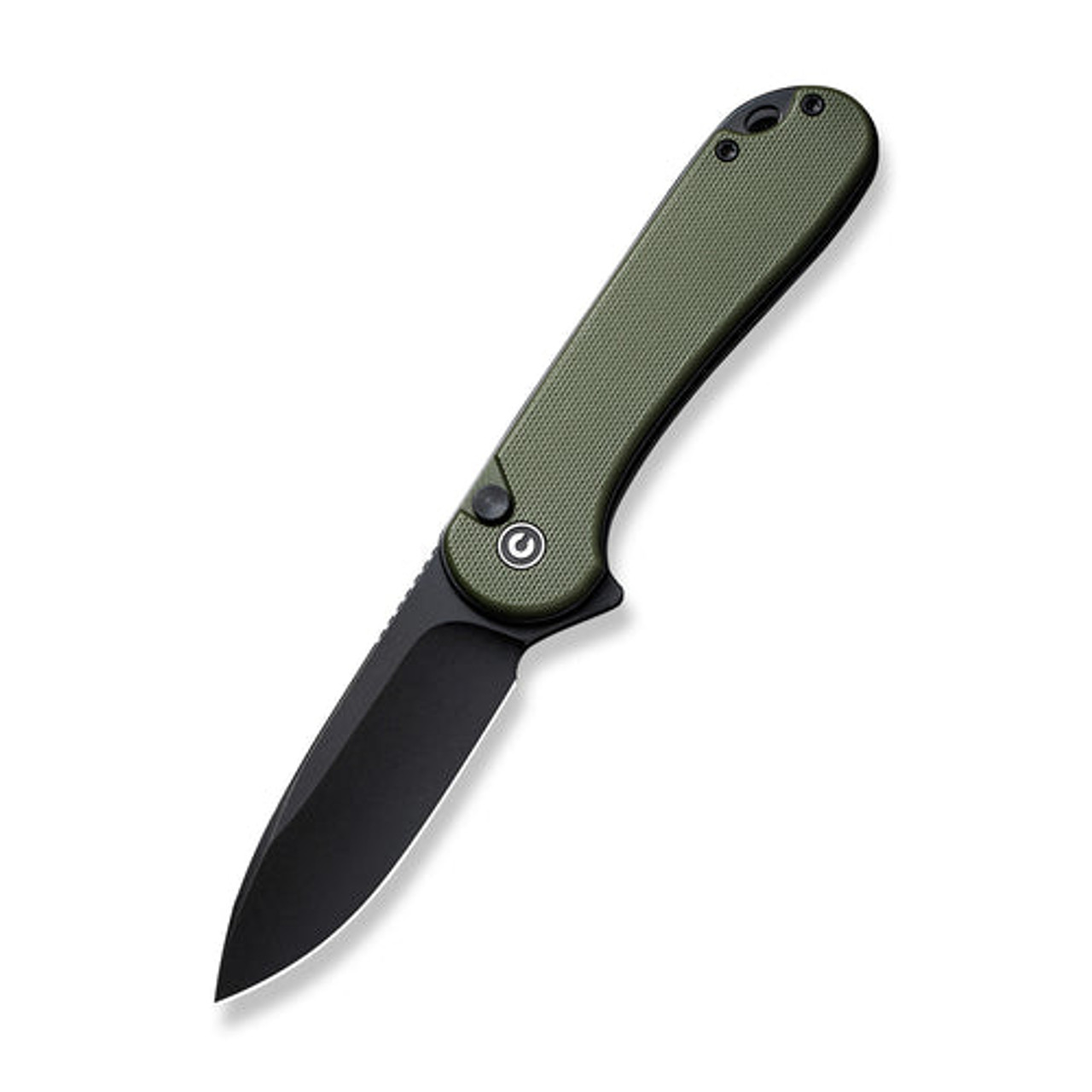 Civivi Button Lock Elementum II Knife (C18062P-3) 2.96" Black Stonewashed Nitro-V Drop Point Plain Blade, OD Green G-10 Handle