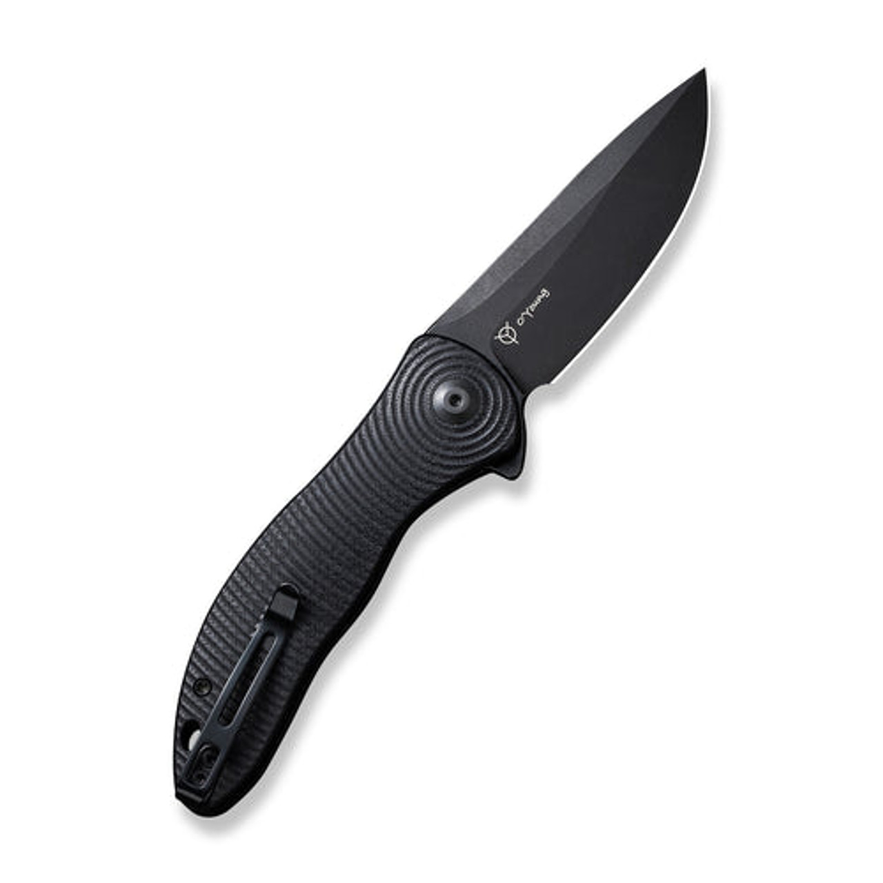 CIVIVI Synergy 3 Flipper Knife (C20075D-1) 3.24" Black Stonewashed Nitro-V Drop Point Plain Blade, Black G-10 Handle