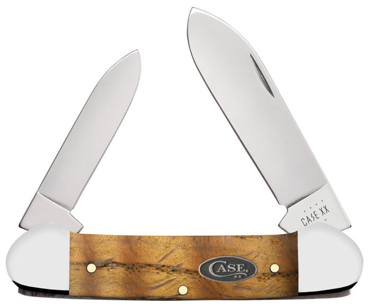 Case Canoe 47126- Tru-Sharp Stainless Steel Spear and Pen Blades, Yellow Curly Oak (72131 SS)