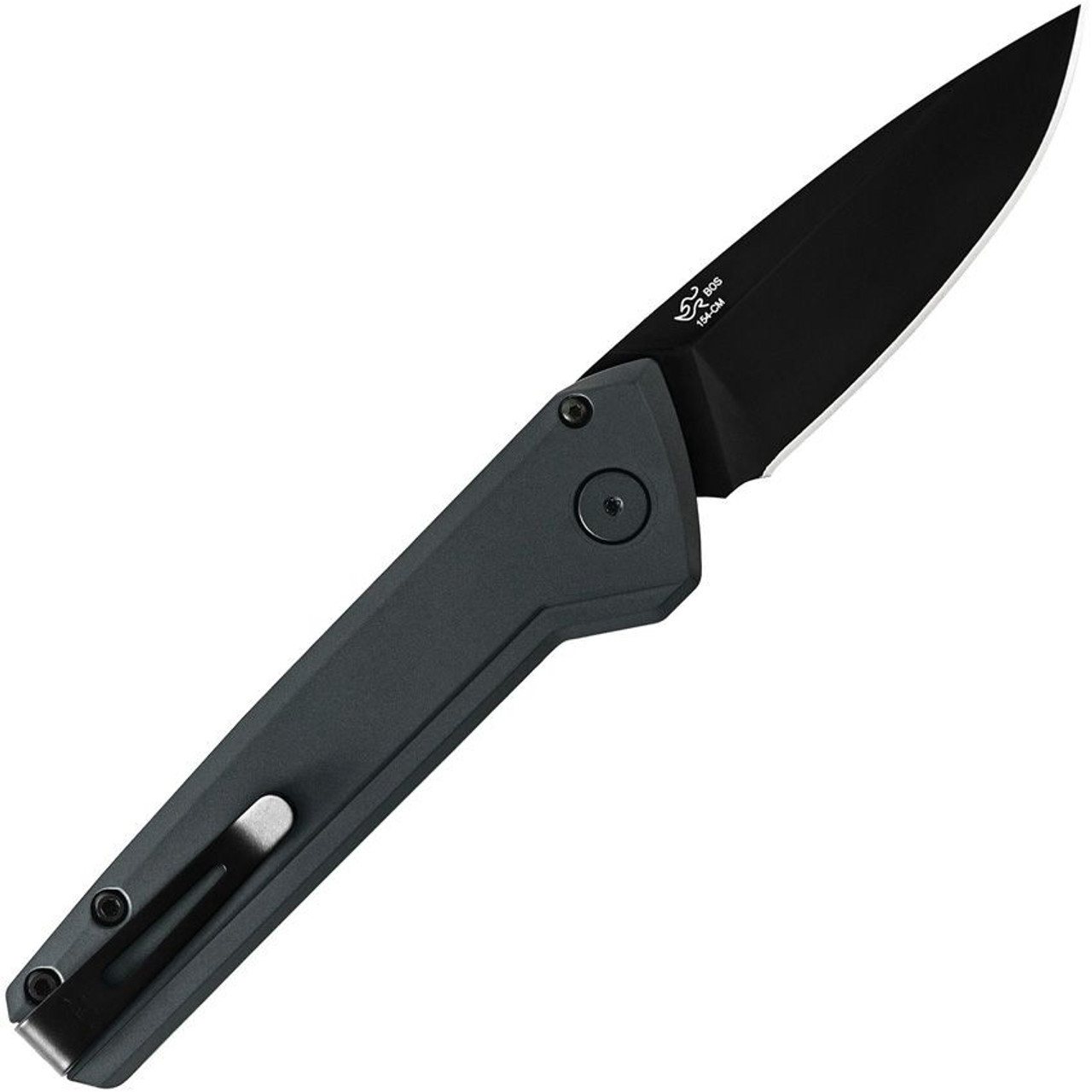 Buck Deploy Automatic (BU838GYS1) 3.25" 154CM Black Cerakote Drop Point Plain Blade, Sniper Gray Coated Aluminum Handle