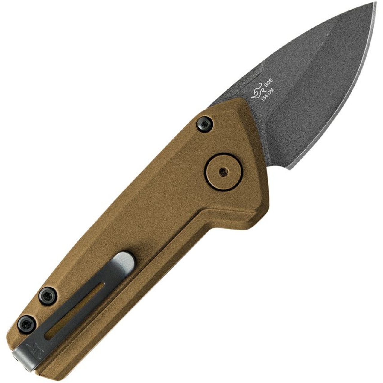 Buck Mini Deploy Automatic (BU839BRS1) 1.875" 154CM Tungsten Cerakote Drop Point Plain Blade, Burnt Bronze Coated Aluminum Handle