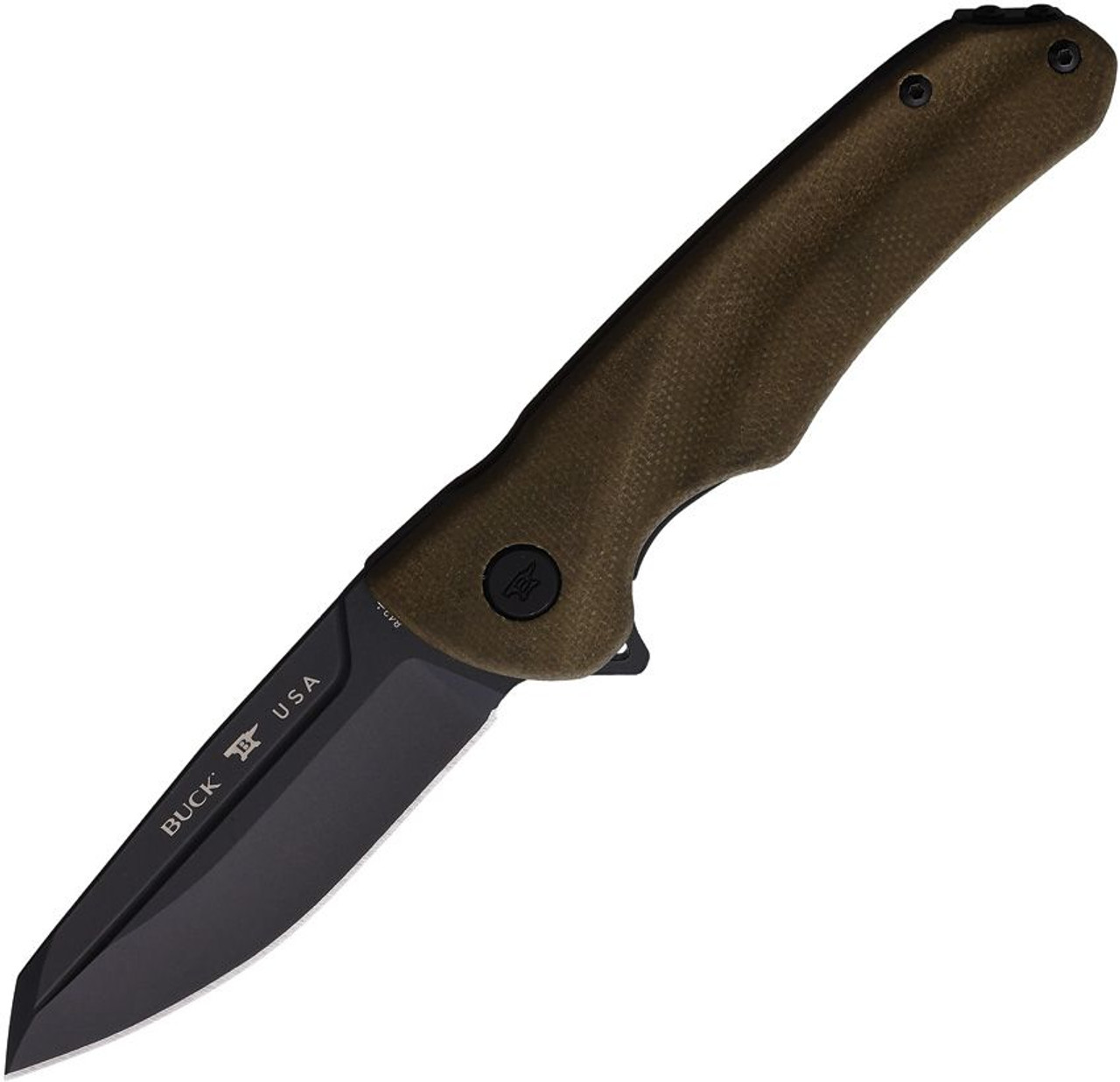 Buck Knives Sprint Ops (BU843GRS) 3.13" S45VN Black Cerakoted Reverse Tanto Plain Blade, Green Micarta Handle