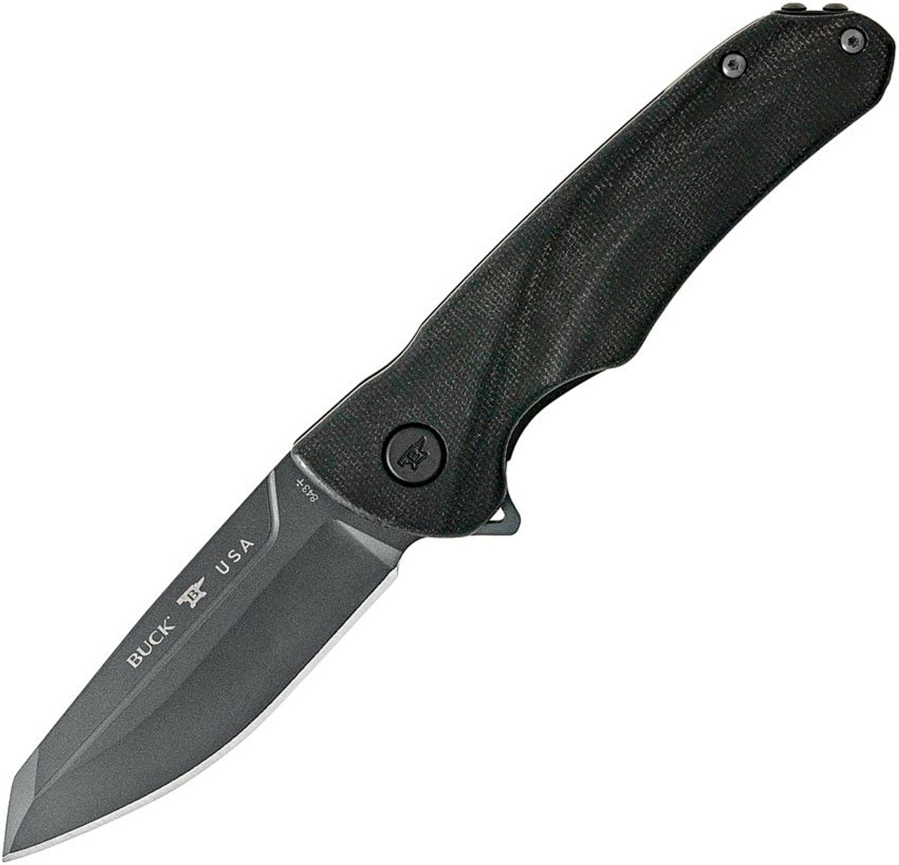 Buck Knives Sprint Ops (BU843BKS) 3.13" S30V Black Cerakoted Reverse Tanto Plain Blade, Black Micarta Handle