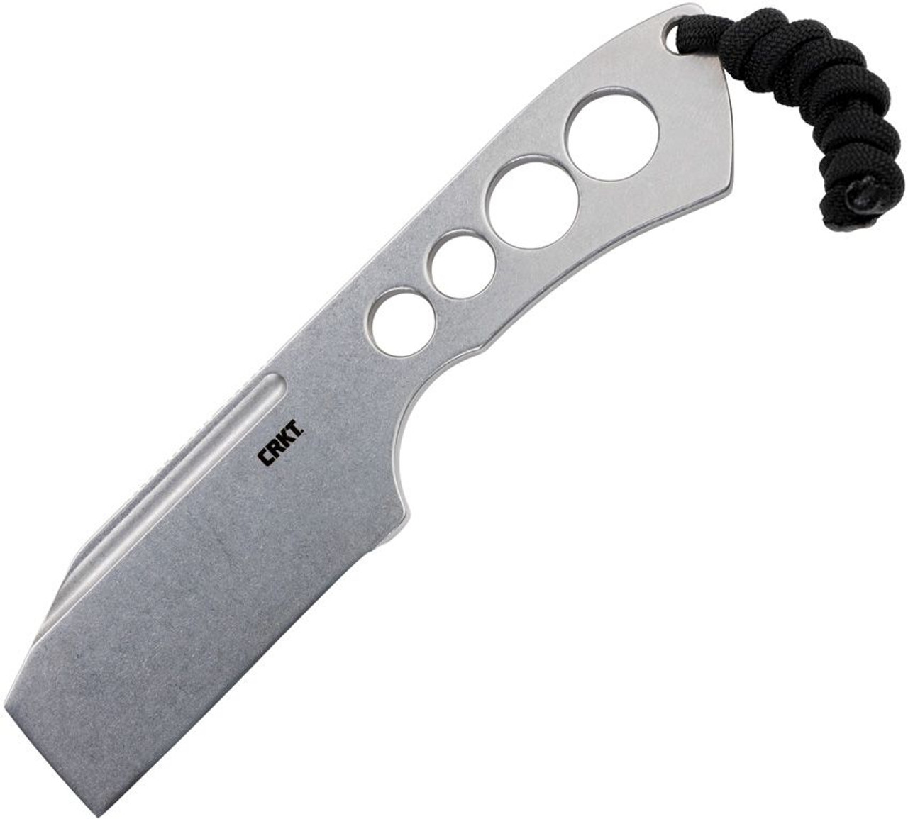 CRKT Razel (CR2130) 2" 8Cr13MoV Stonewashed Chisel Plain Blade, Stonewashed 8Cr13MoV Skeletonized Handle, Black Thermoplastic Belt Sheath