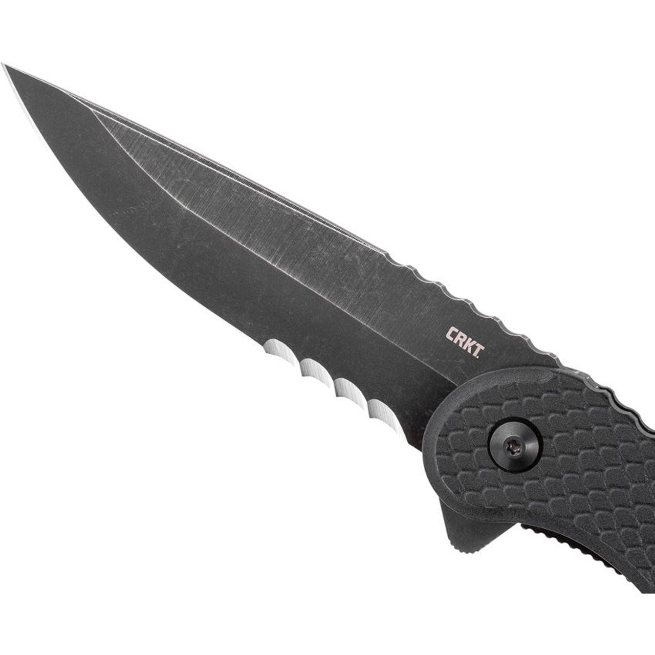 CRKT Taco Viper A/O (CR2267) 4.22" 1.4116 Blackwashed Veff Serrations Drop Point Partially Serrated Blade, Black Glass Reinforced Nylon Handle