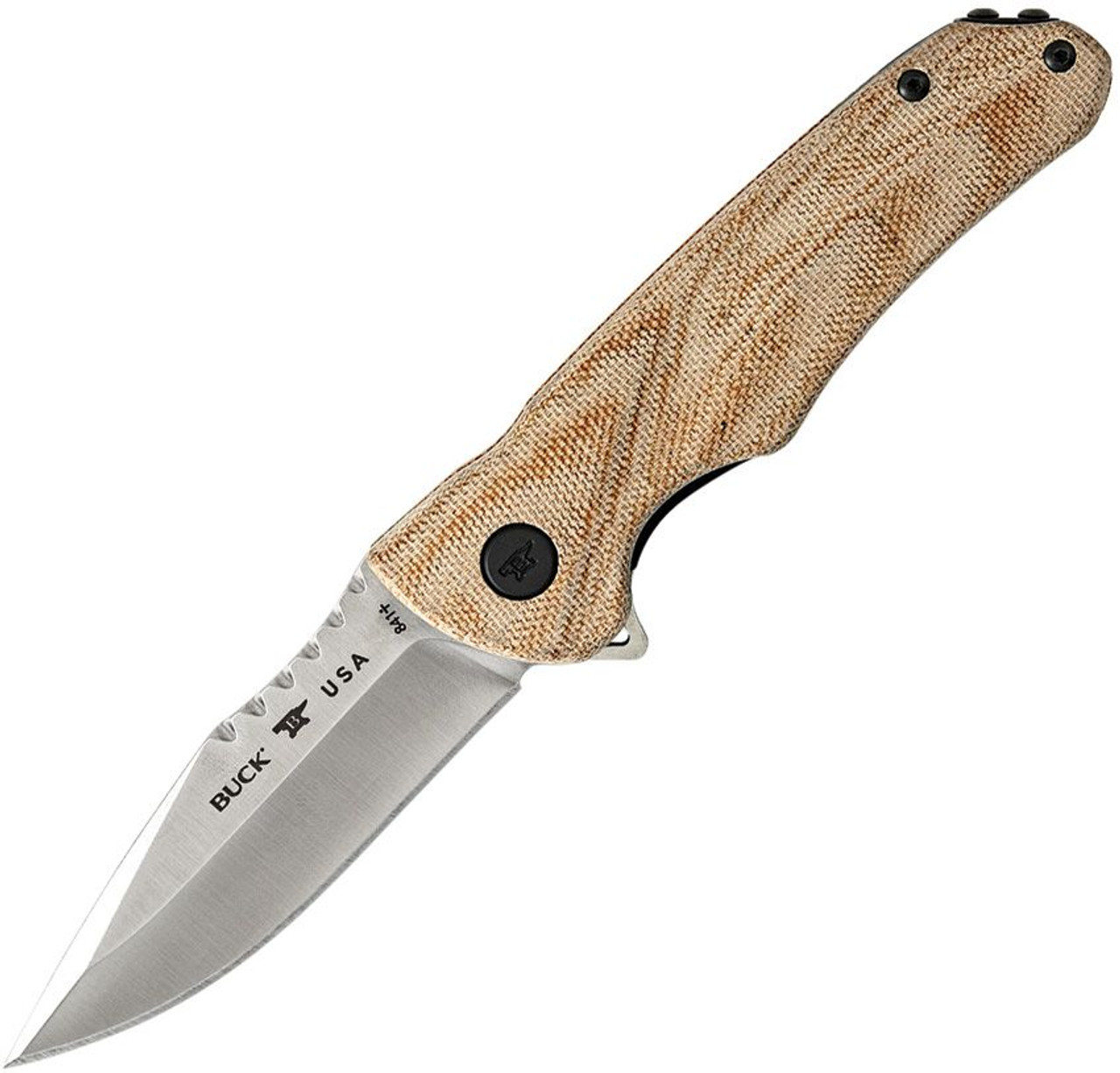 Buck Knives Sprint Pro (BU841TNS) 3.13" S30V Satin Drop Point Plain Blade, Natural Micarta Handle