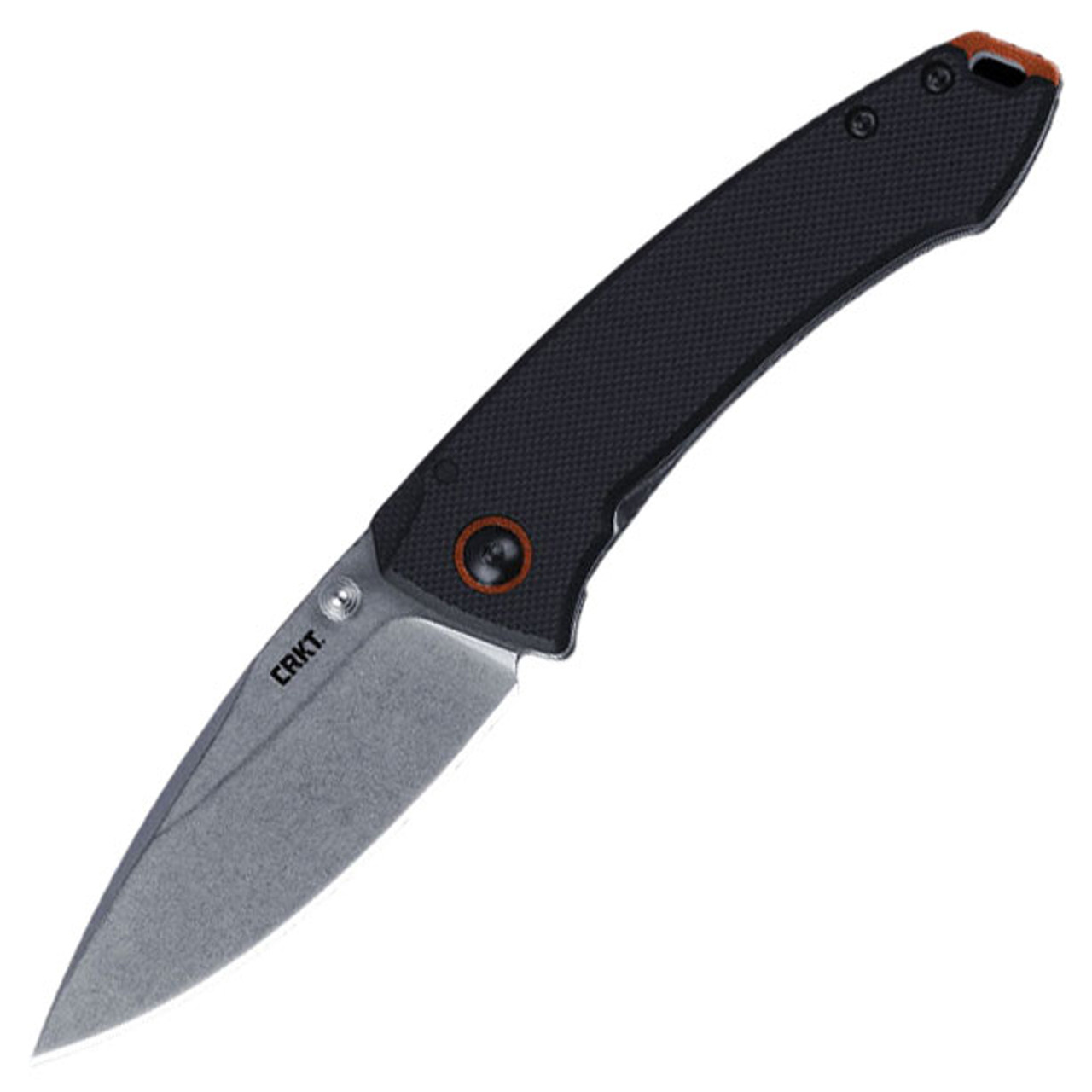 CRKT Tuna Compact (CR2522) 2.75" 8Cr13MoV Stonewashed Drop Point Plain Blade, Black G-10 Handle with Blackwashed Stainless Steel Back Handle