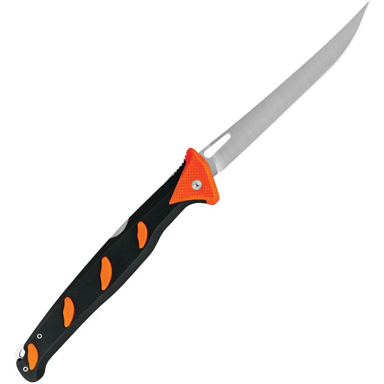 Buck Knives Hookset Freshwater Folding Fillet Knife (148ORS) 6" 5Cr15MoV Trailing Point Fillet Blade, Gray and Orange Textured Rubber Handle