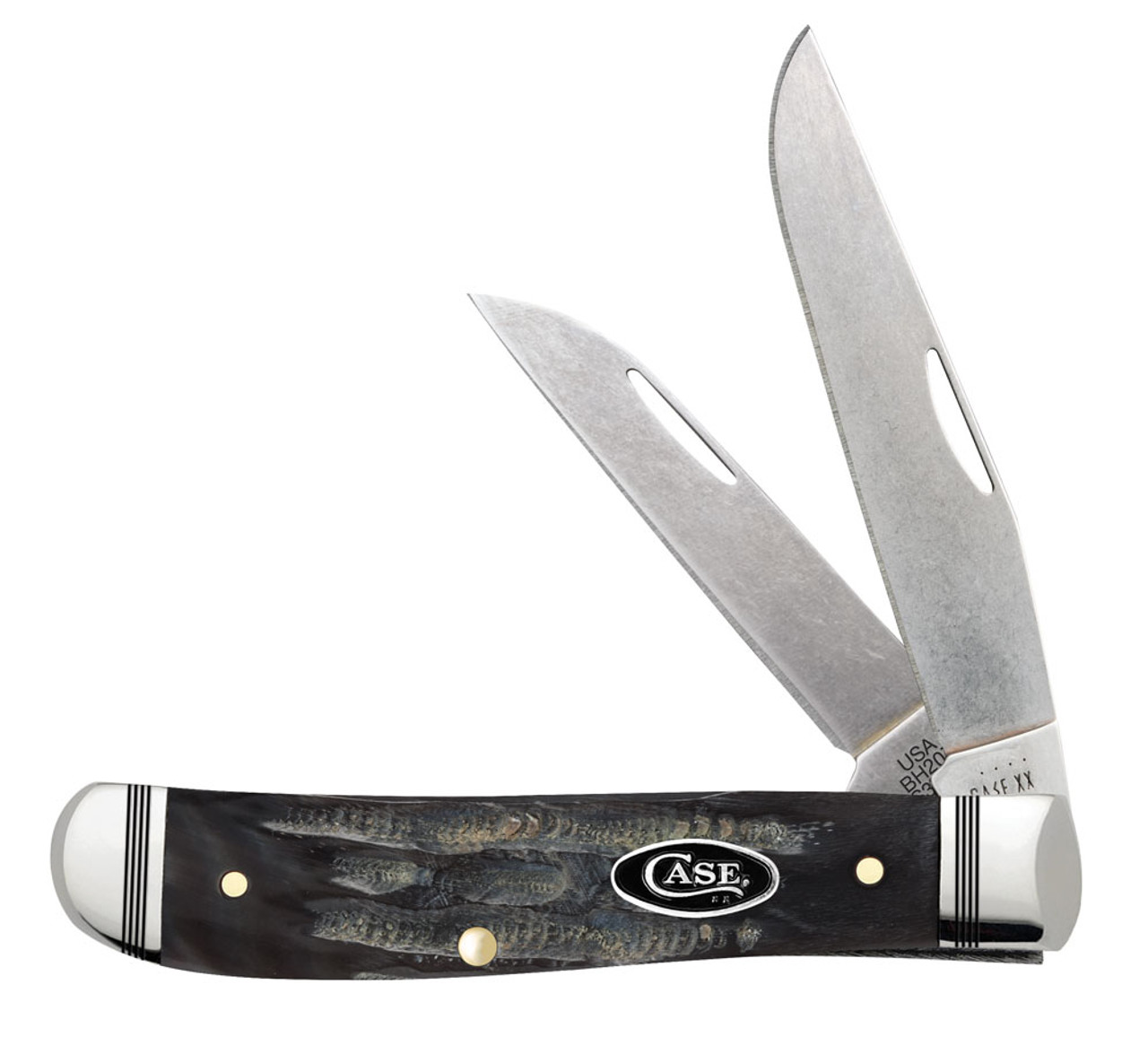 Case Mini Trapper 65093 - CPM-S35VN Clip and Wharncliffe Blades, Jigged Buffalo Horn Handle (BH207W S35VN)